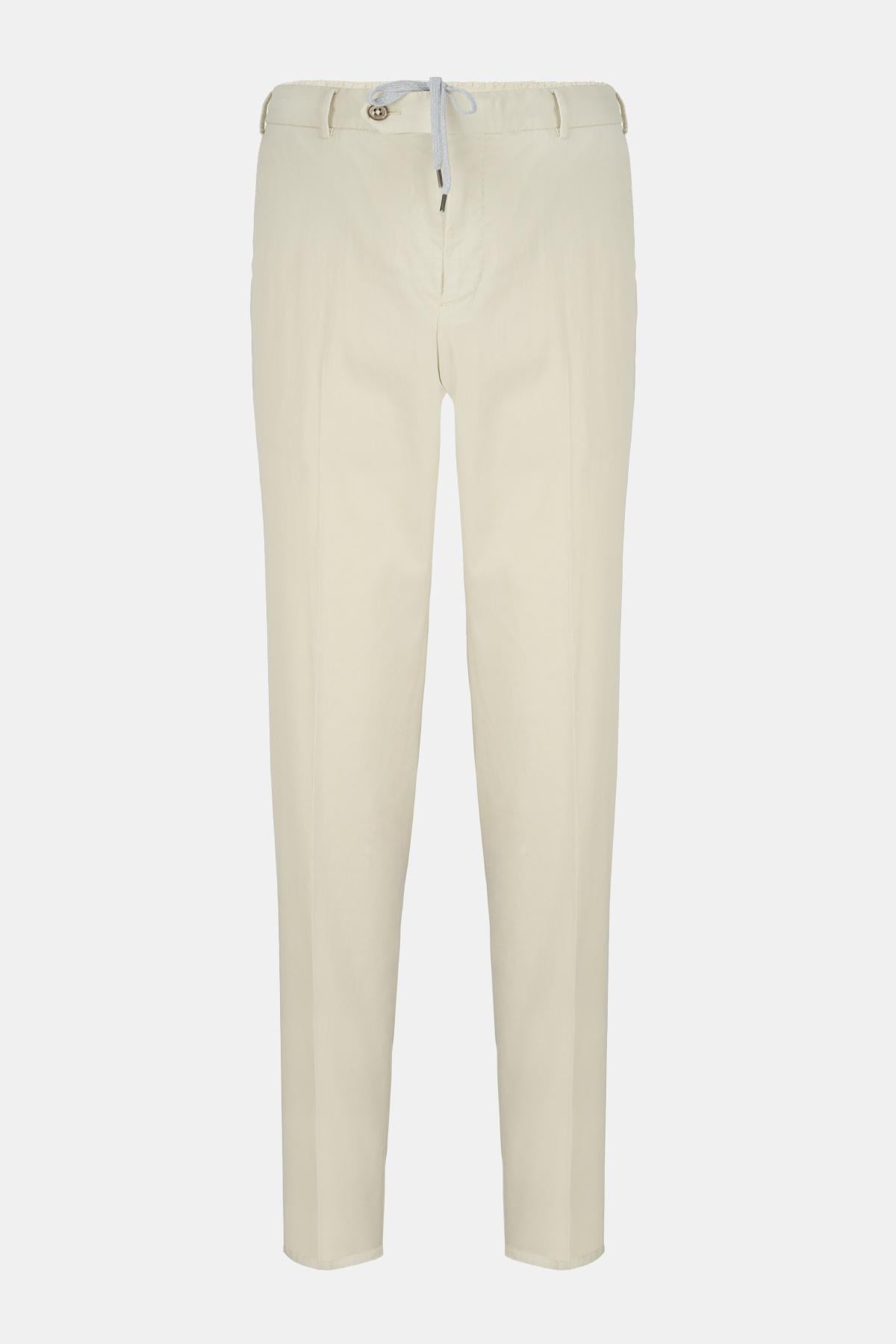 Erkek Ekru Slim Fit Elastik Bel Lyocell Jogger Pantolon