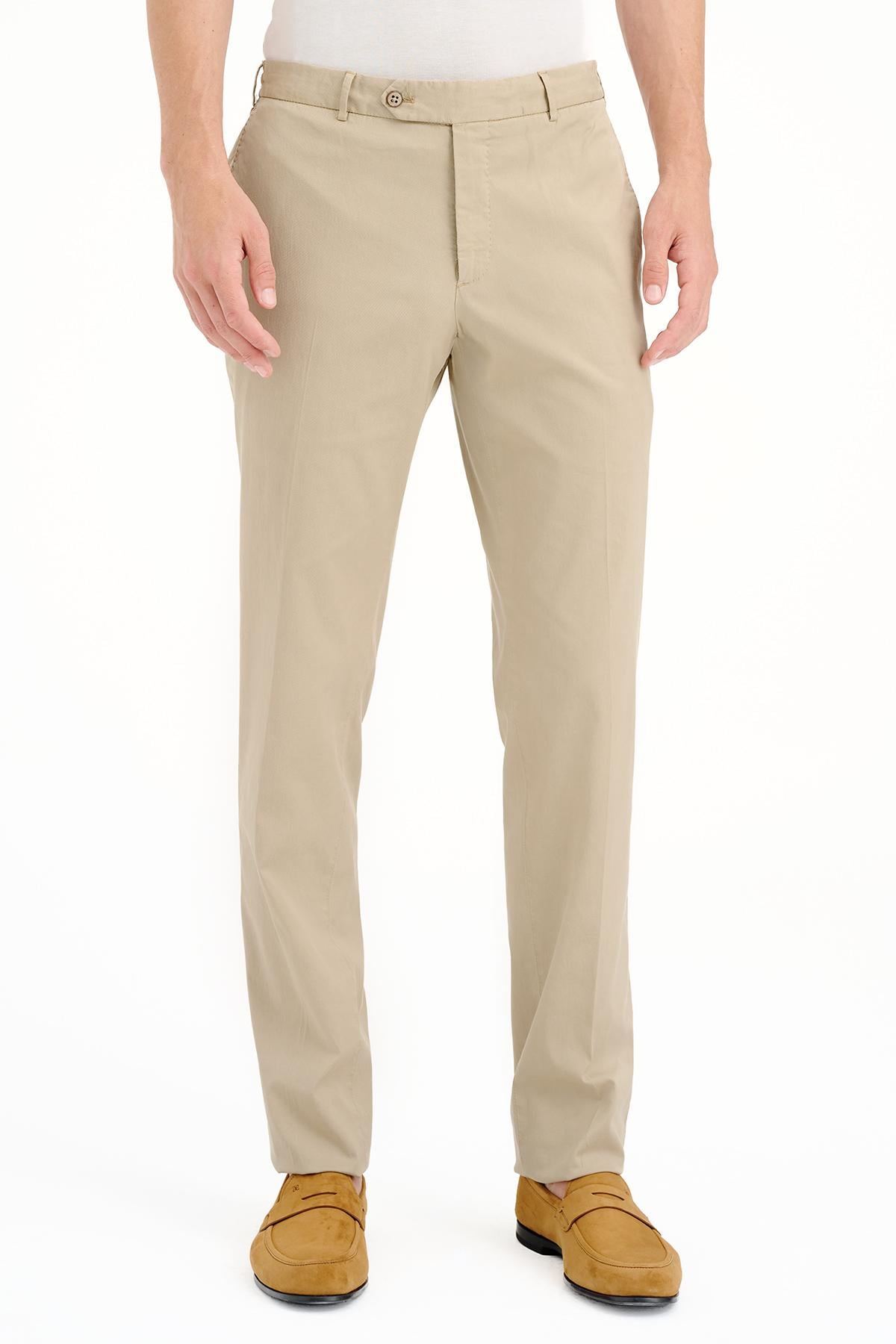Erkek Bej Slim Fit Elastik Bel Lyocell Jogger Pantolon