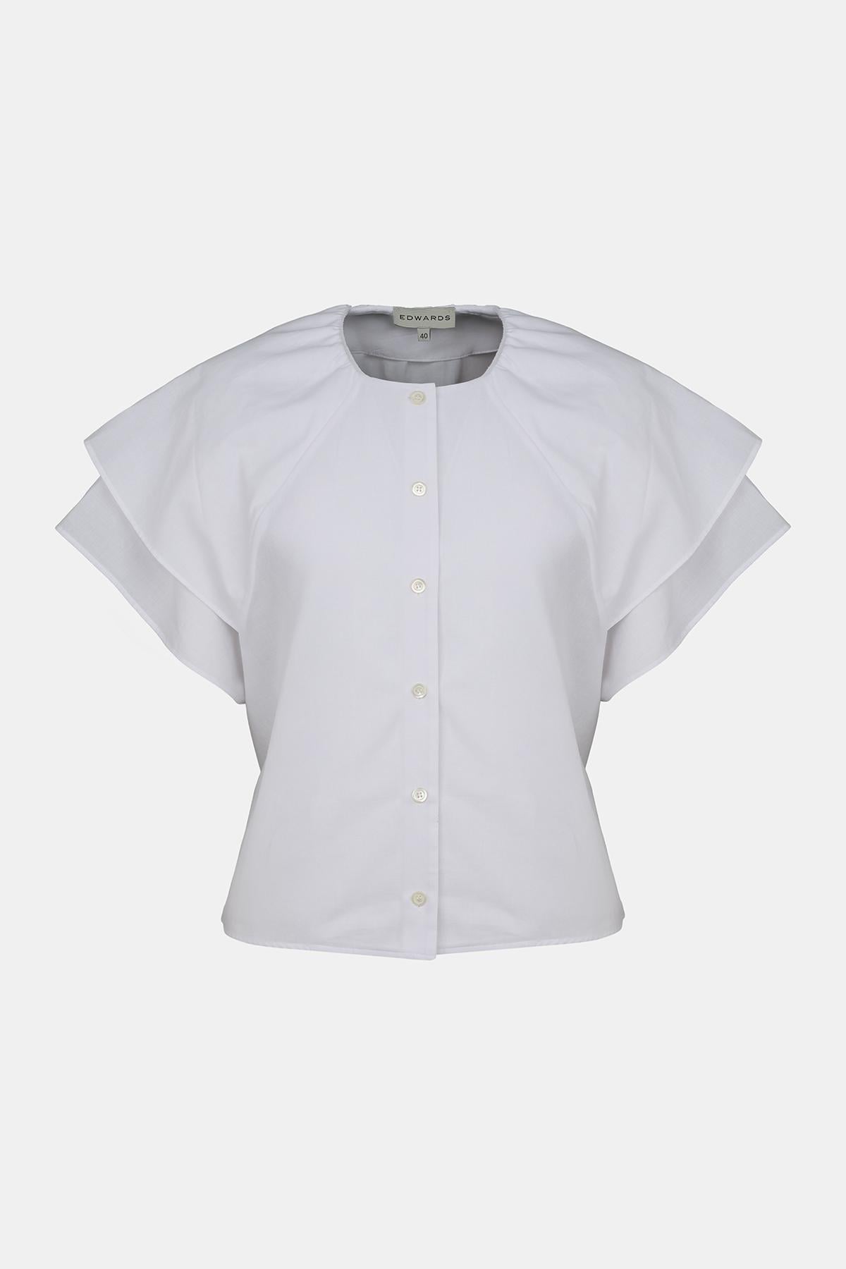 Kadın Beyaz Reglan Kesim Gömlek