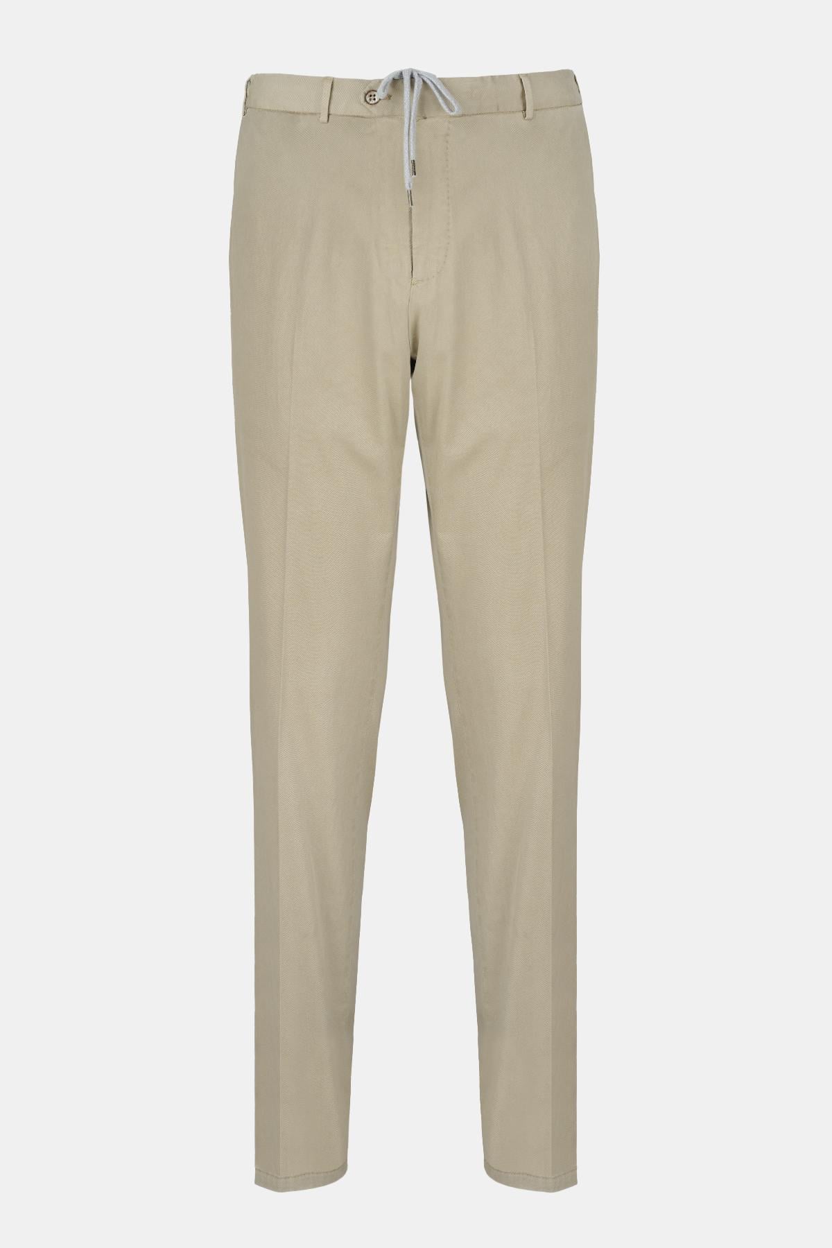 Erkek Bej Slim Fit Elastik Bel Lyocell Jogger Pantolon