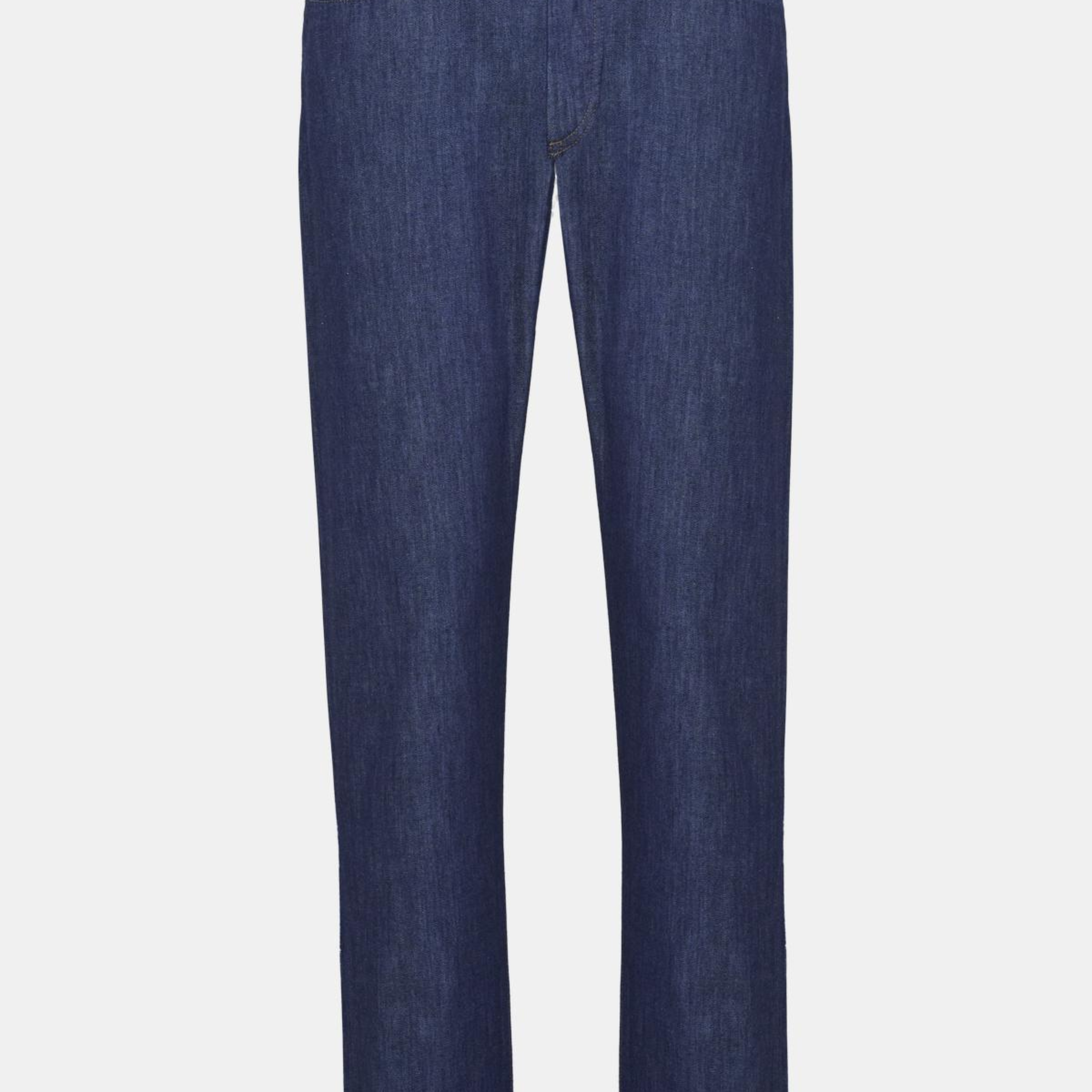 Erkek Mavi İpek Karışımlı Jean Pantolon