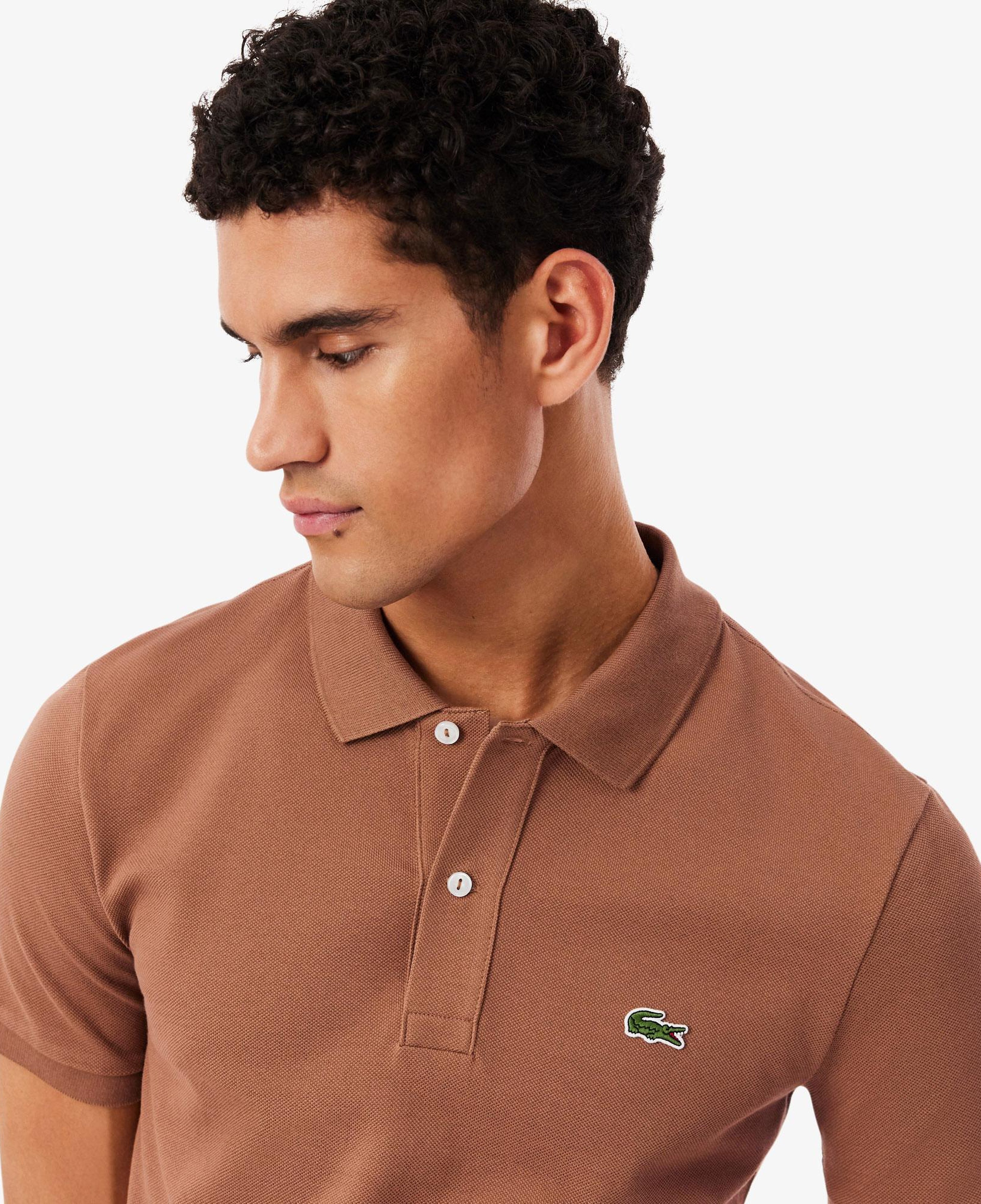 L.12.12 Erkek Slim Fit Polo Yaka Kahverengi Polo
