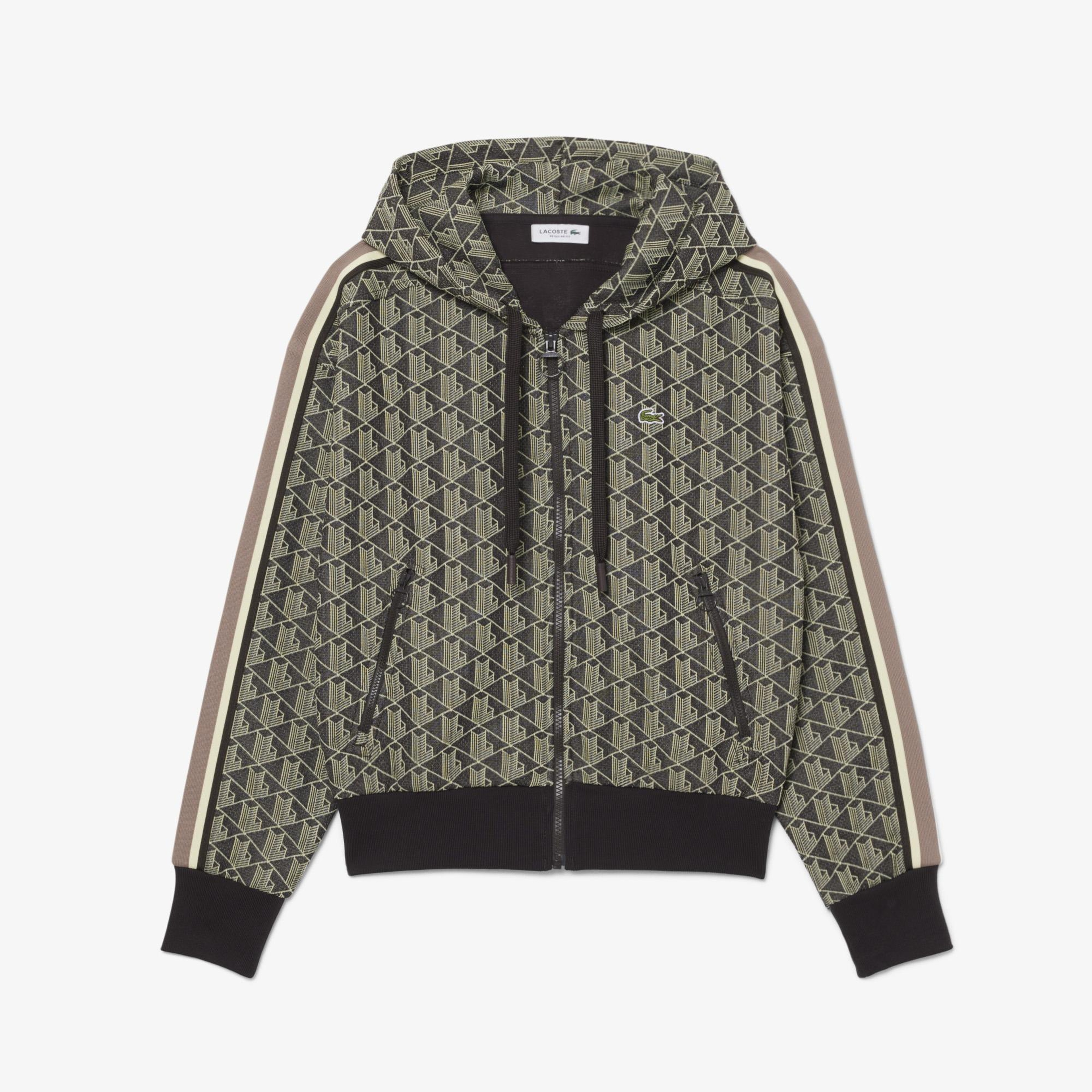 Kadın Regular Fit Fermuarlı Monogram Kahverengi Sweatshirt