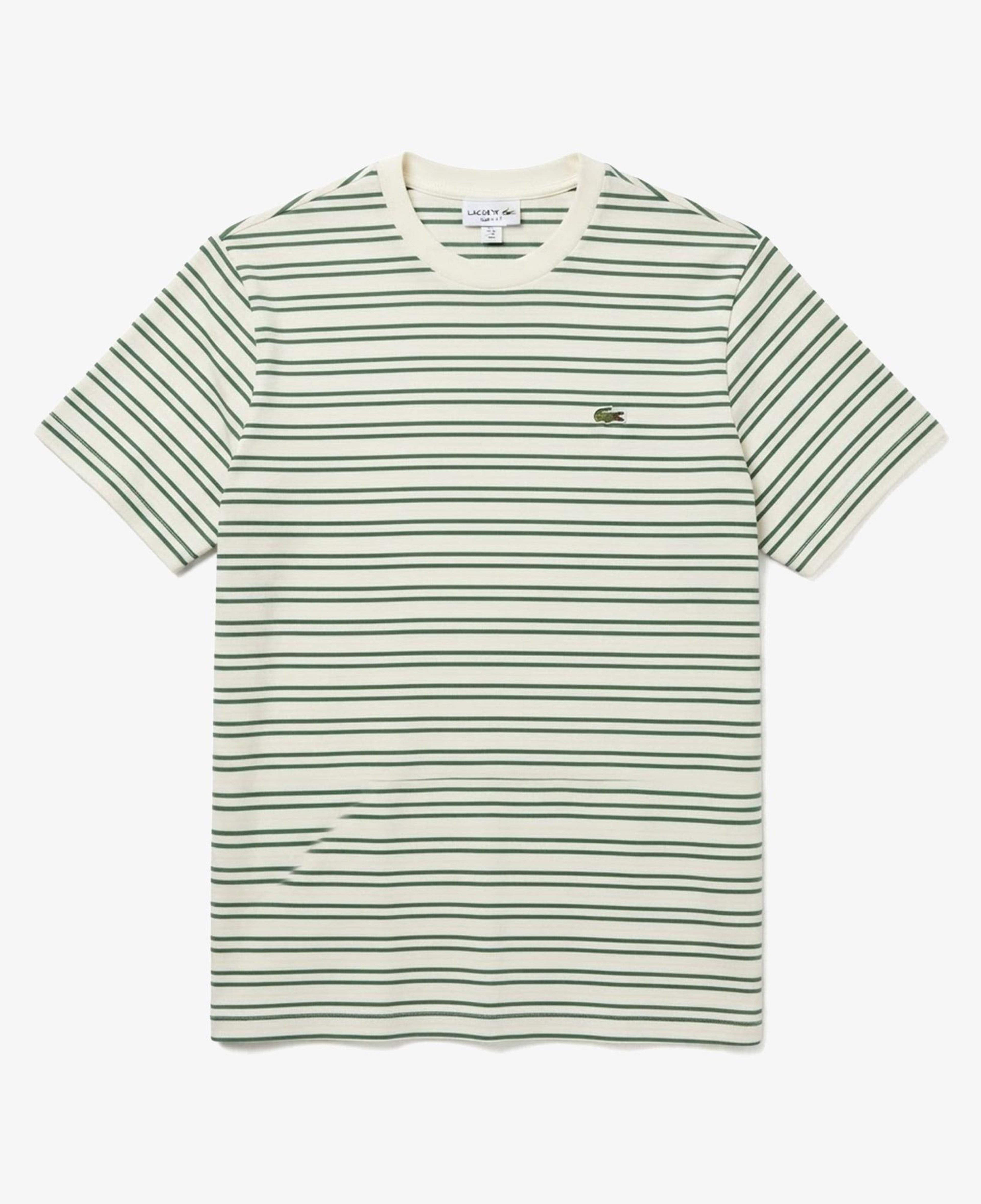 Erkek Classic Fit Bisiklet Yaka Çizgili Yeşil T-Shirt
