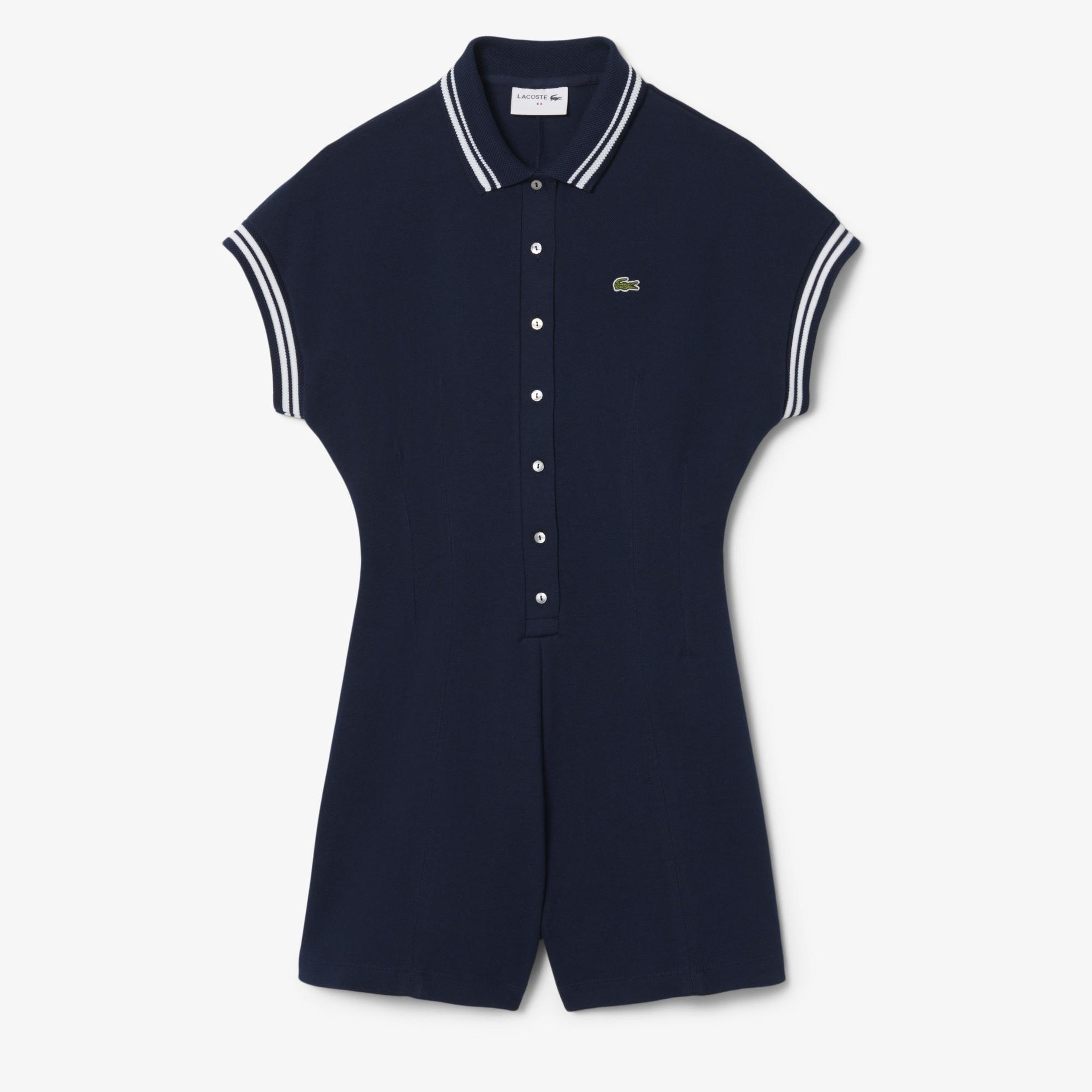 Kadın Slim Fit Kısa Kollu Polo Yaka Lacivert Tulum