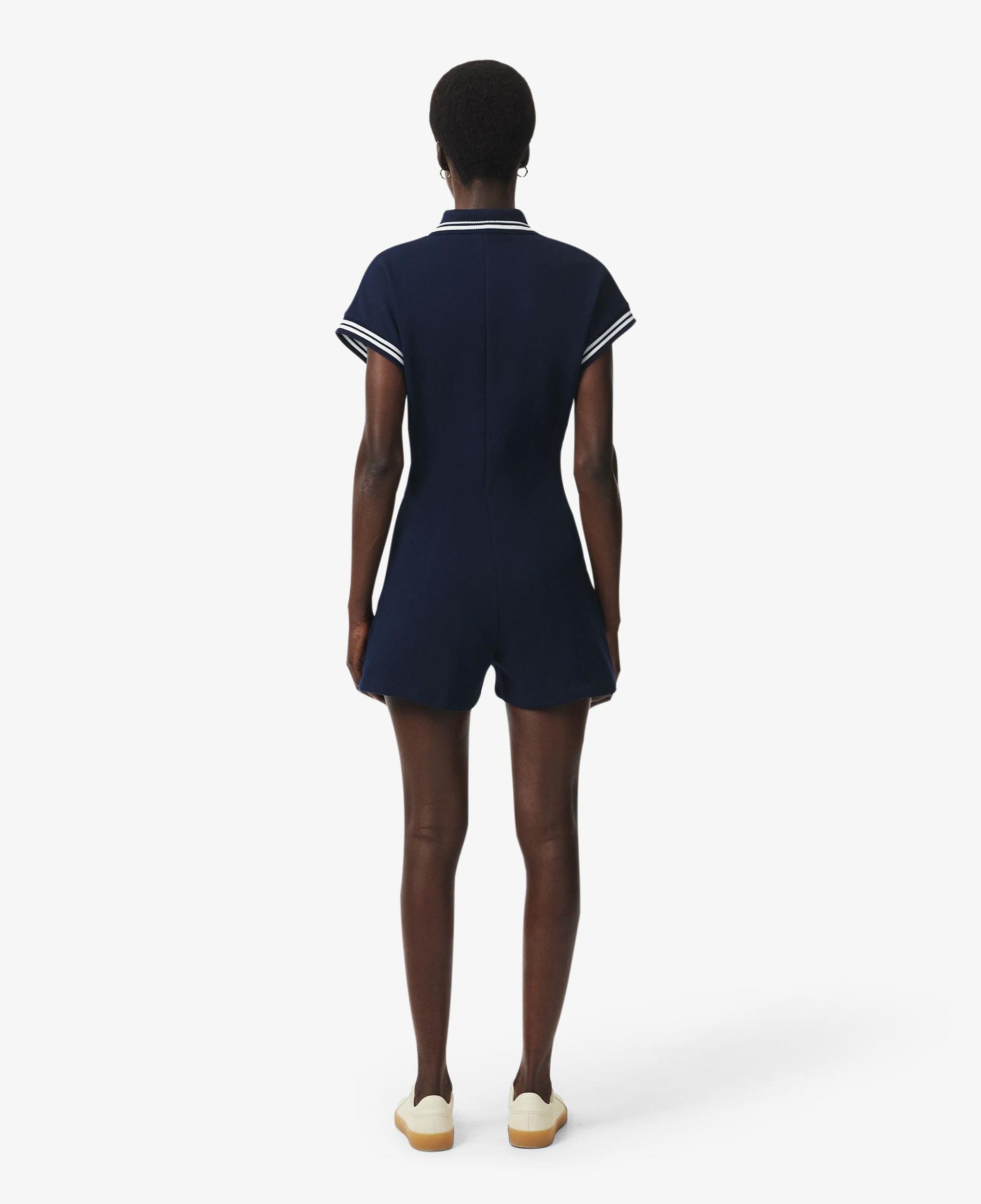 Kadın Slim Fit Kısa Kollu Polo Yaka Lacivert Tulum