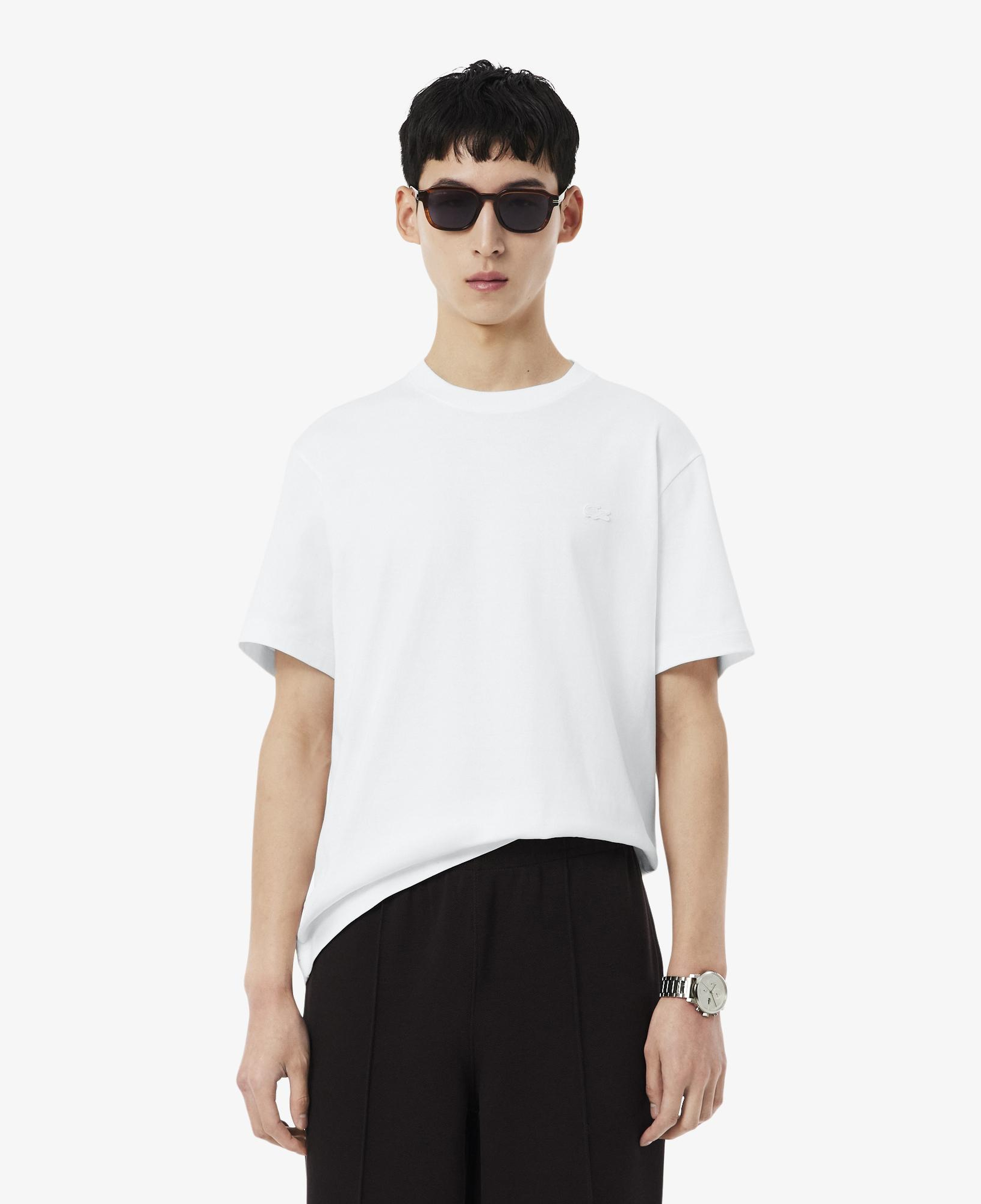 Erkek Classic Fit Bisiklet Yaka Baskılı Beyaz T-Shirt