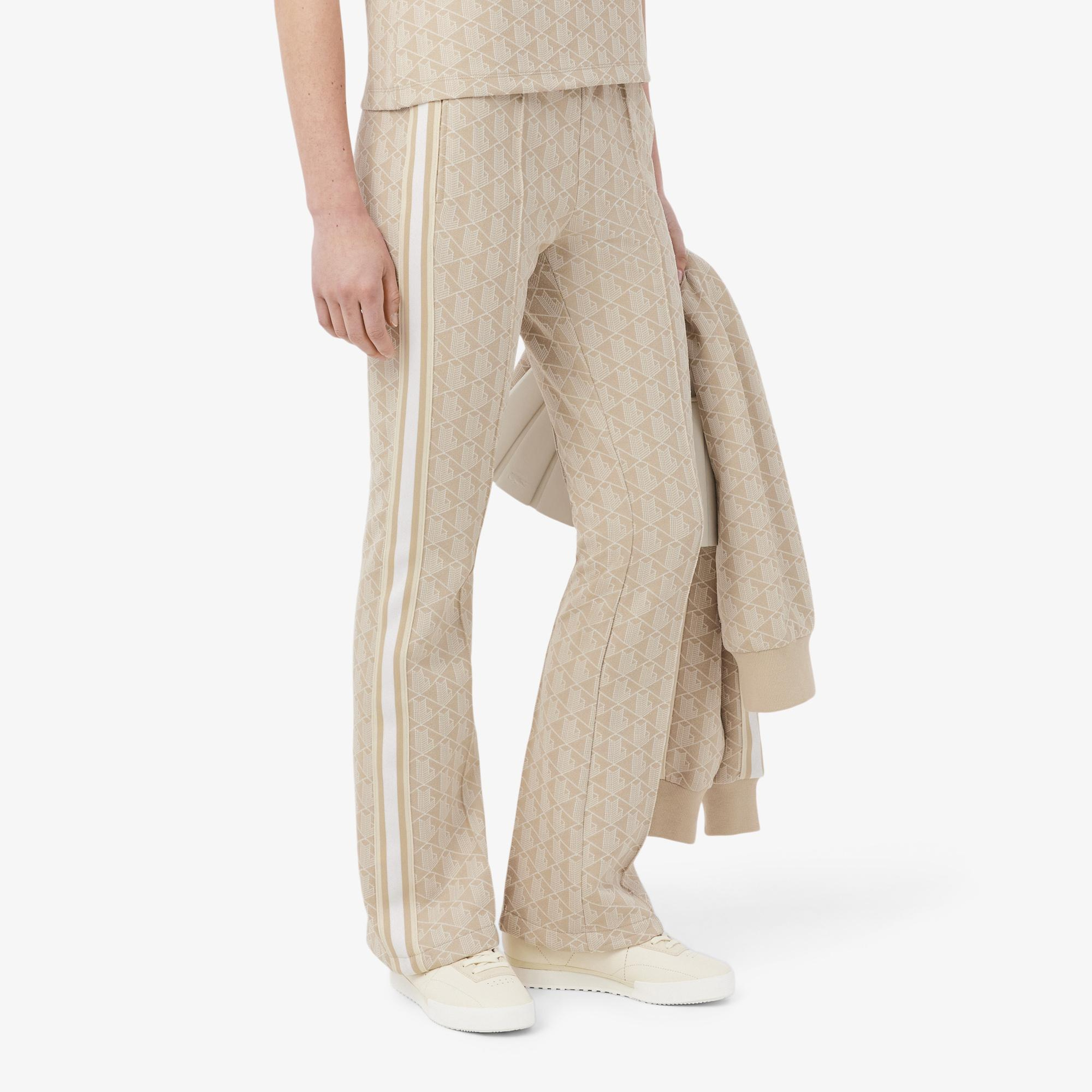 Kadın Flare Fit Monogram Bej Eşofman Altı
