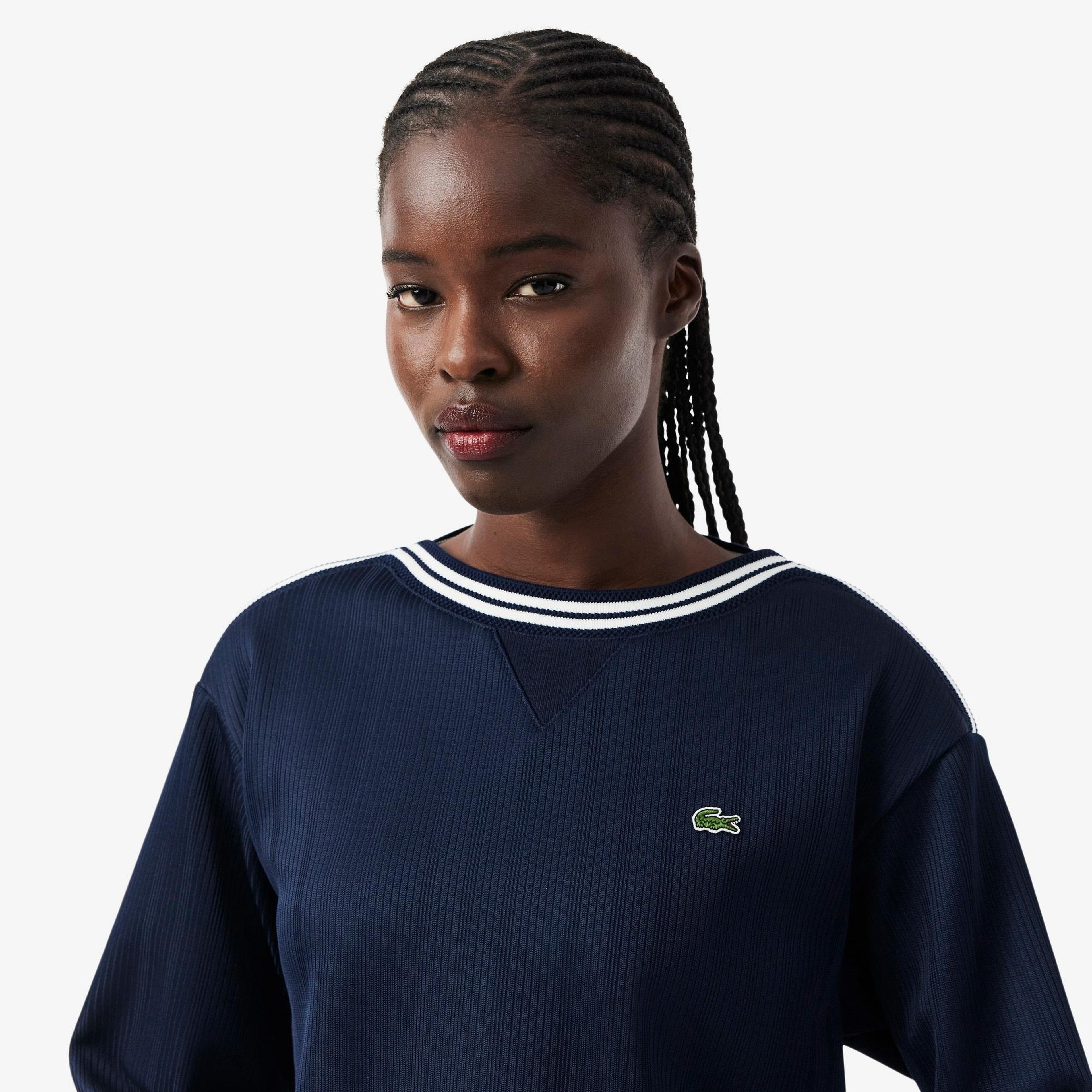 Kadın Relaxed Fit Bisiklet Yaka Lacivert Sweatshirt