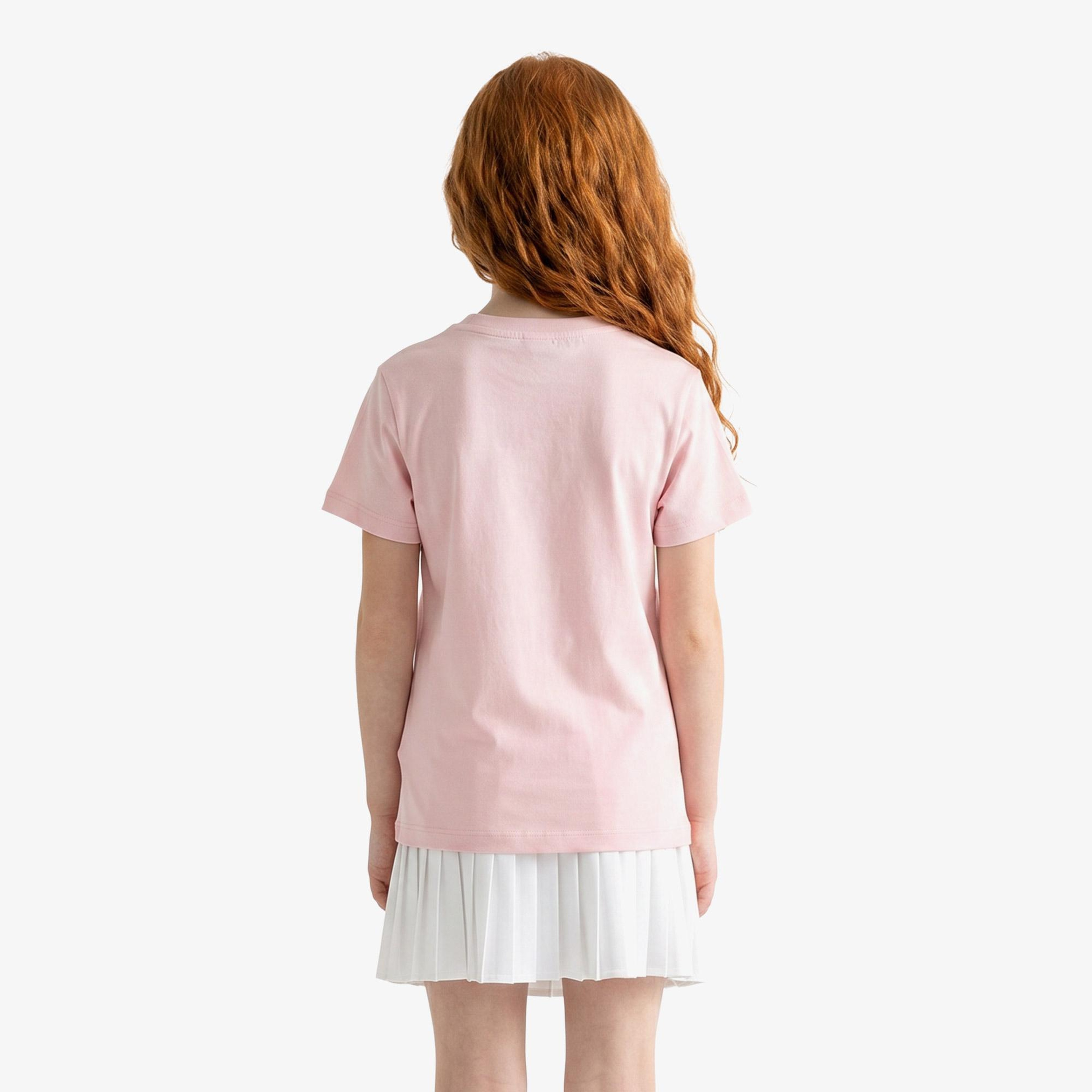Çocuk Bisiklet Yaka Açık Pembe T-Shirt