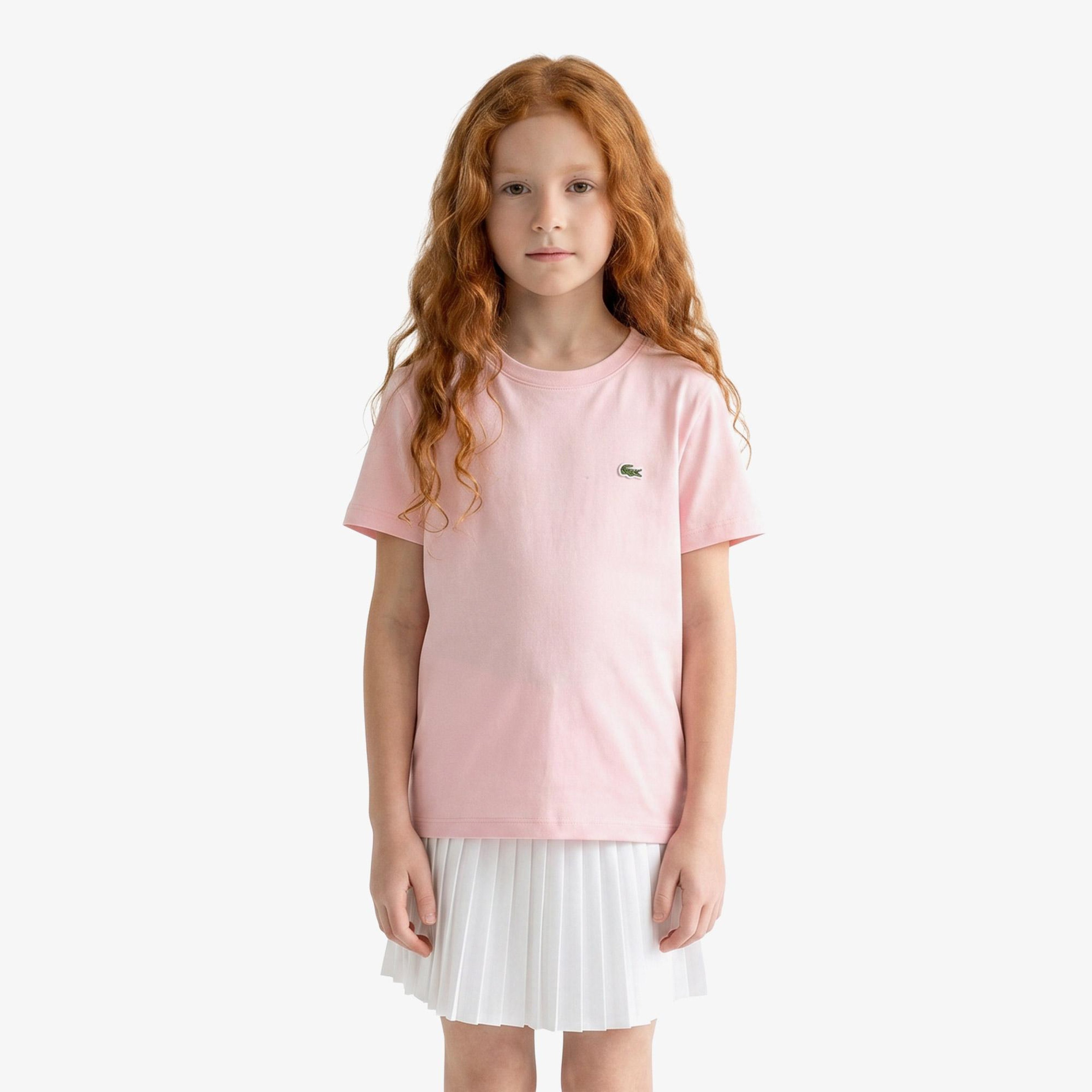 Çocuk Bisiklet Yaka Açık Pembe T-Shirt