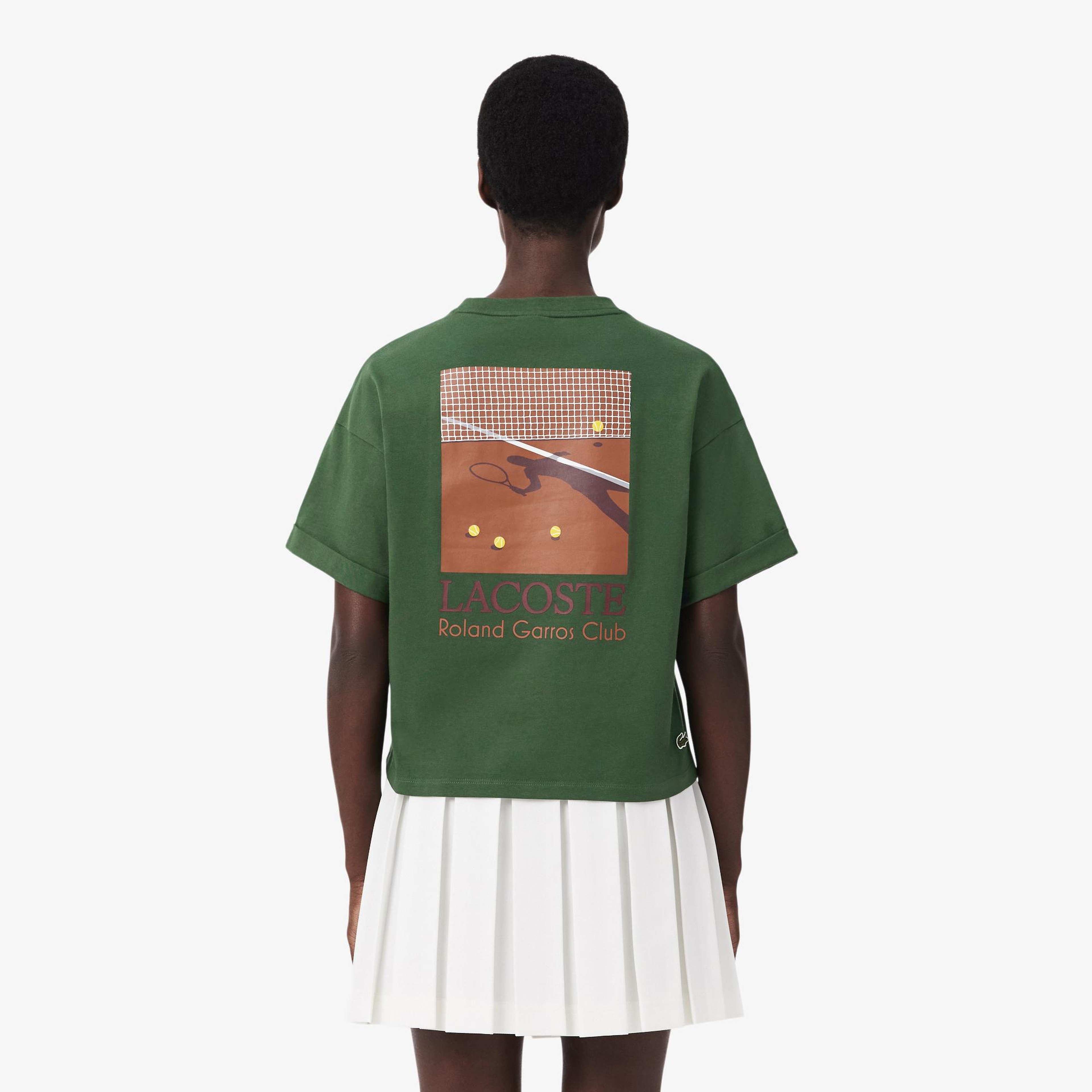 Kadın Relaxed Fit Baskılı Koyu Yeşil T-Shirt