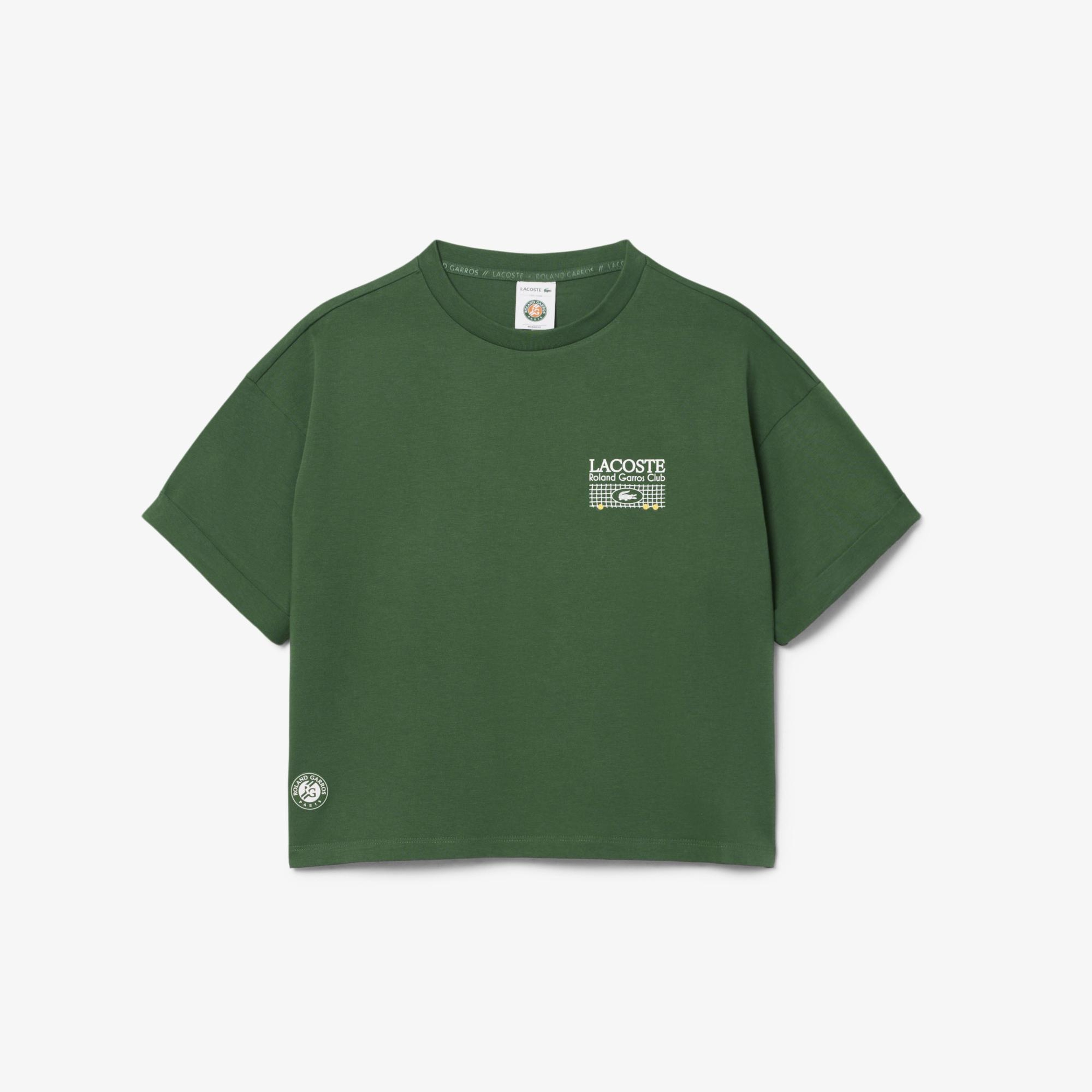 Kadın Relaxed Fit Baskılı Koyu Yeşil T-Shirt