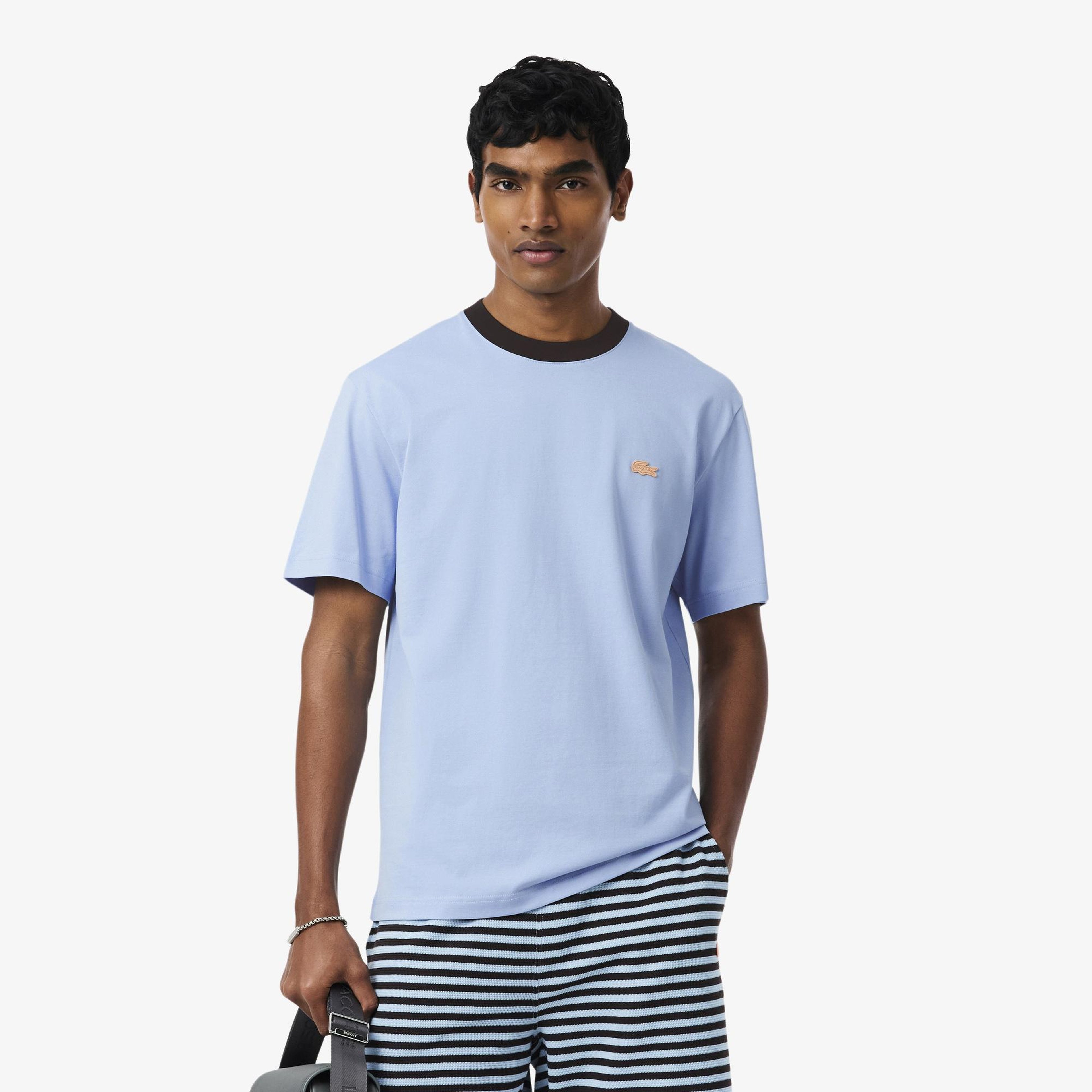 Erkek Classic Fit Bisiklet Yaka Mavi T-Shirt
