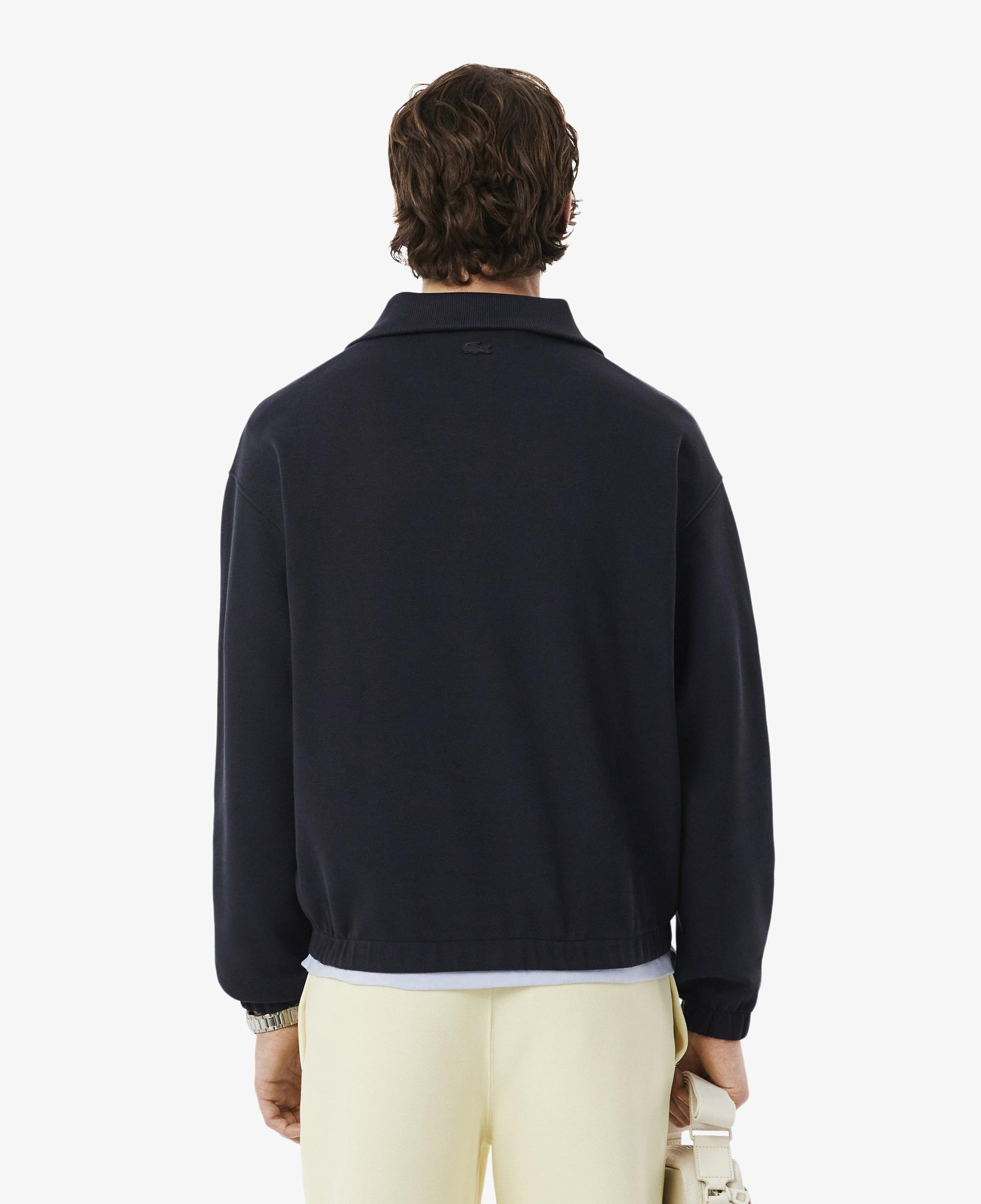 Erkek Loose Fit Yarım Fermuarlı Siyah Sweatshirt