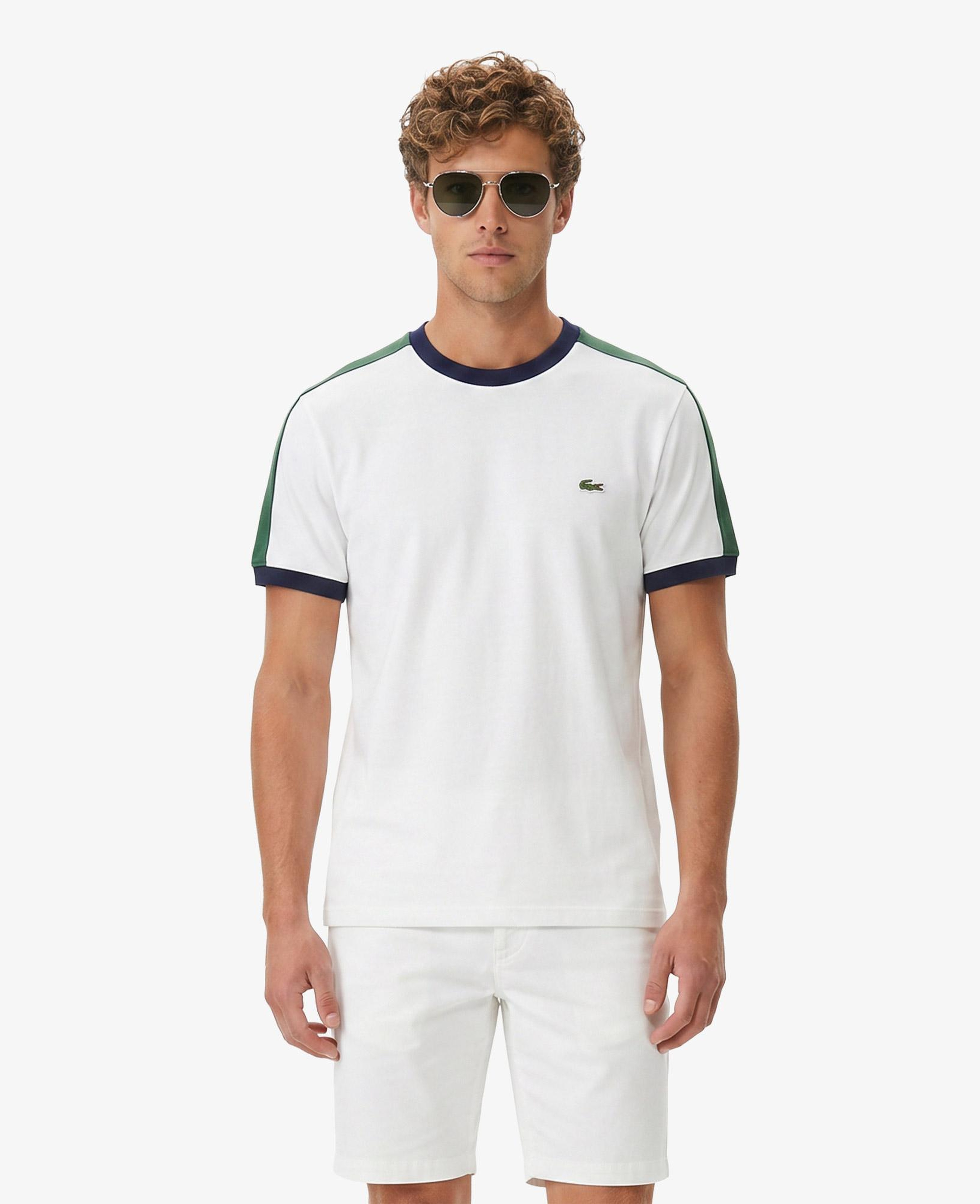Erkek Regular Fit Bisiklet Yaka Renk Bloklu Beyaz T-Shirt