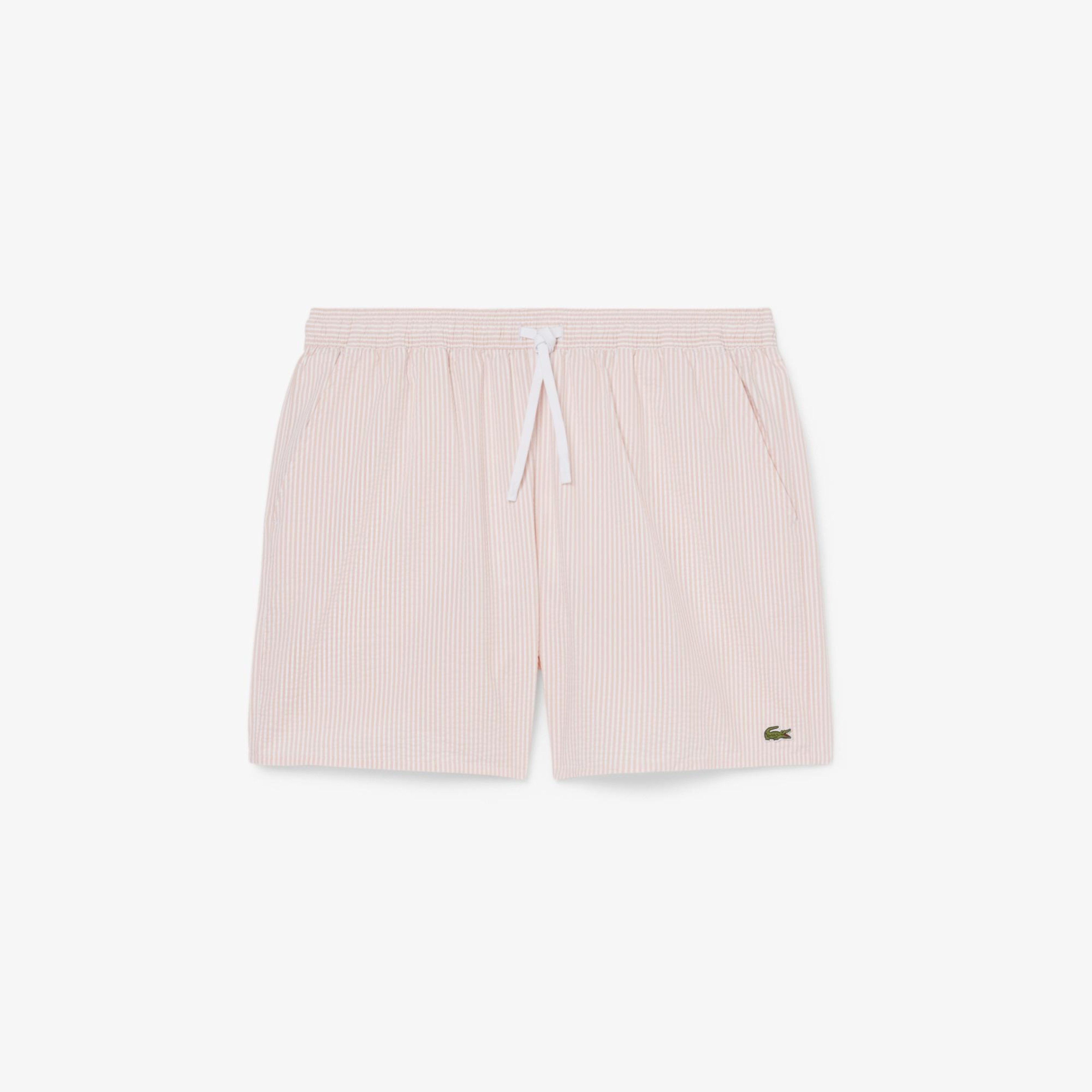 Erkek Çizgili Pembe Deniz Şortu
