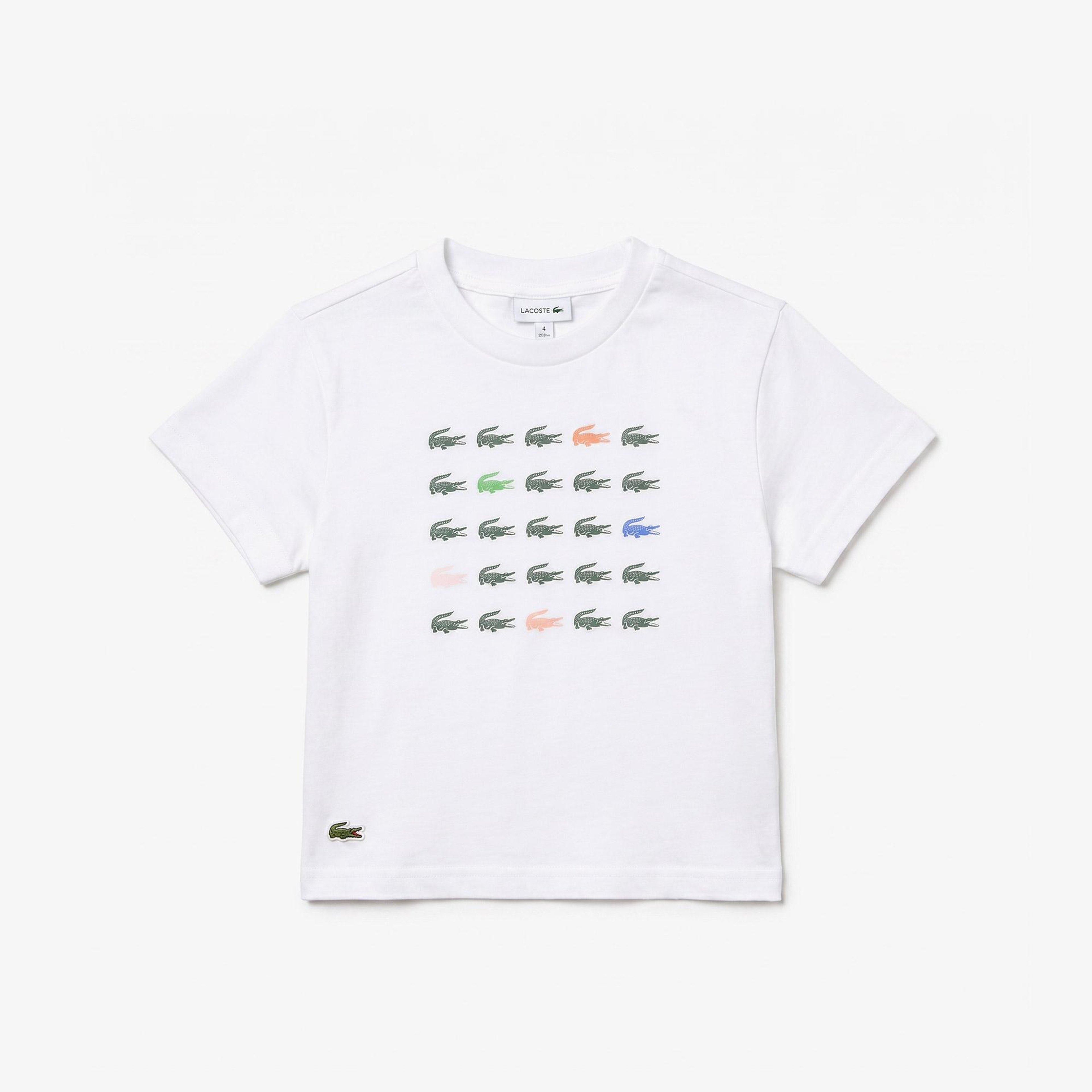 Kız Çocuk Bisiklet Yaka Baskılı Beyaz T-Shirt