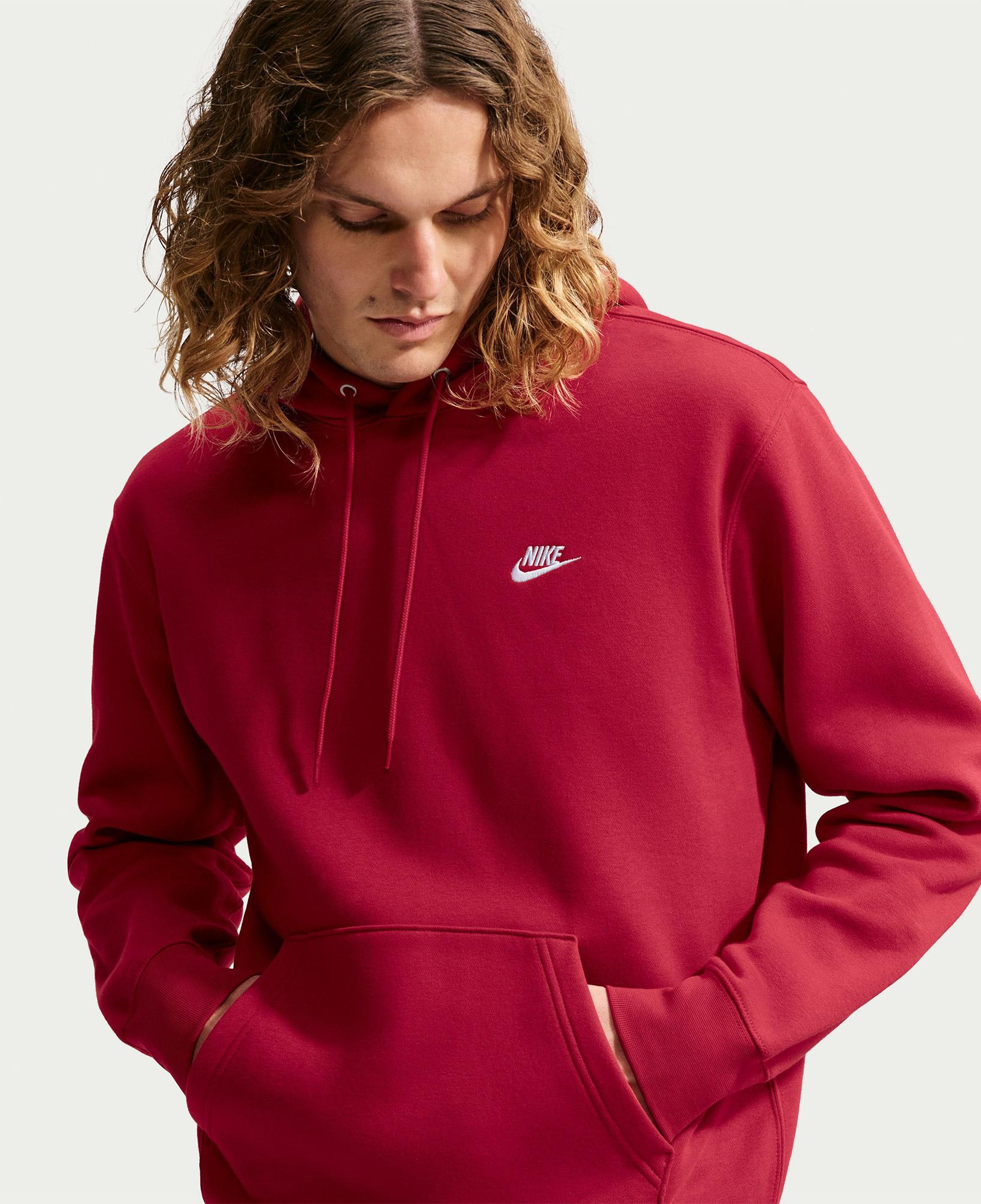 Nike Club Pullover Fleeece Erkek Kırmızı Hoodie