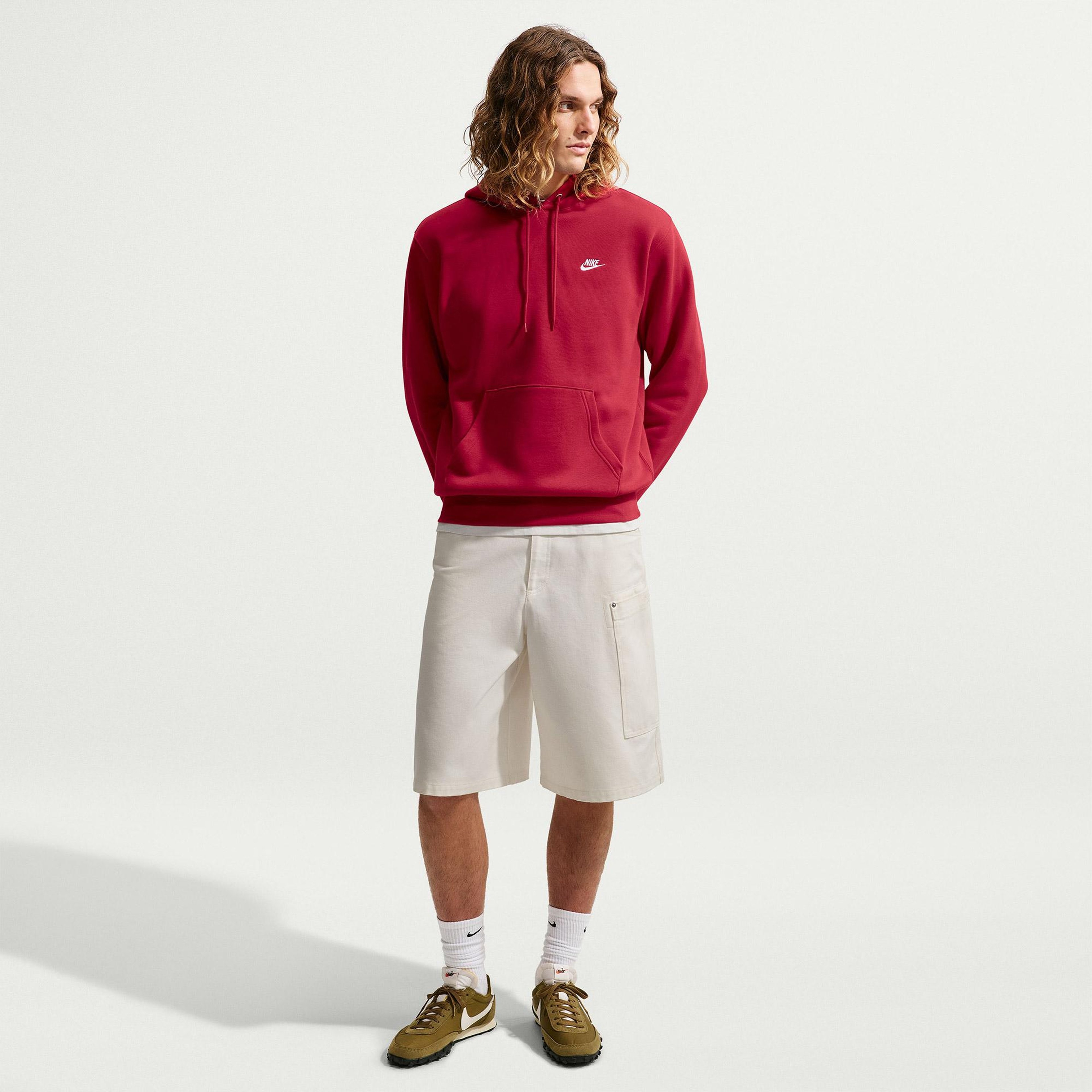 Nike Club Pullover Fleeece Erkek Kırmızı Hoodie