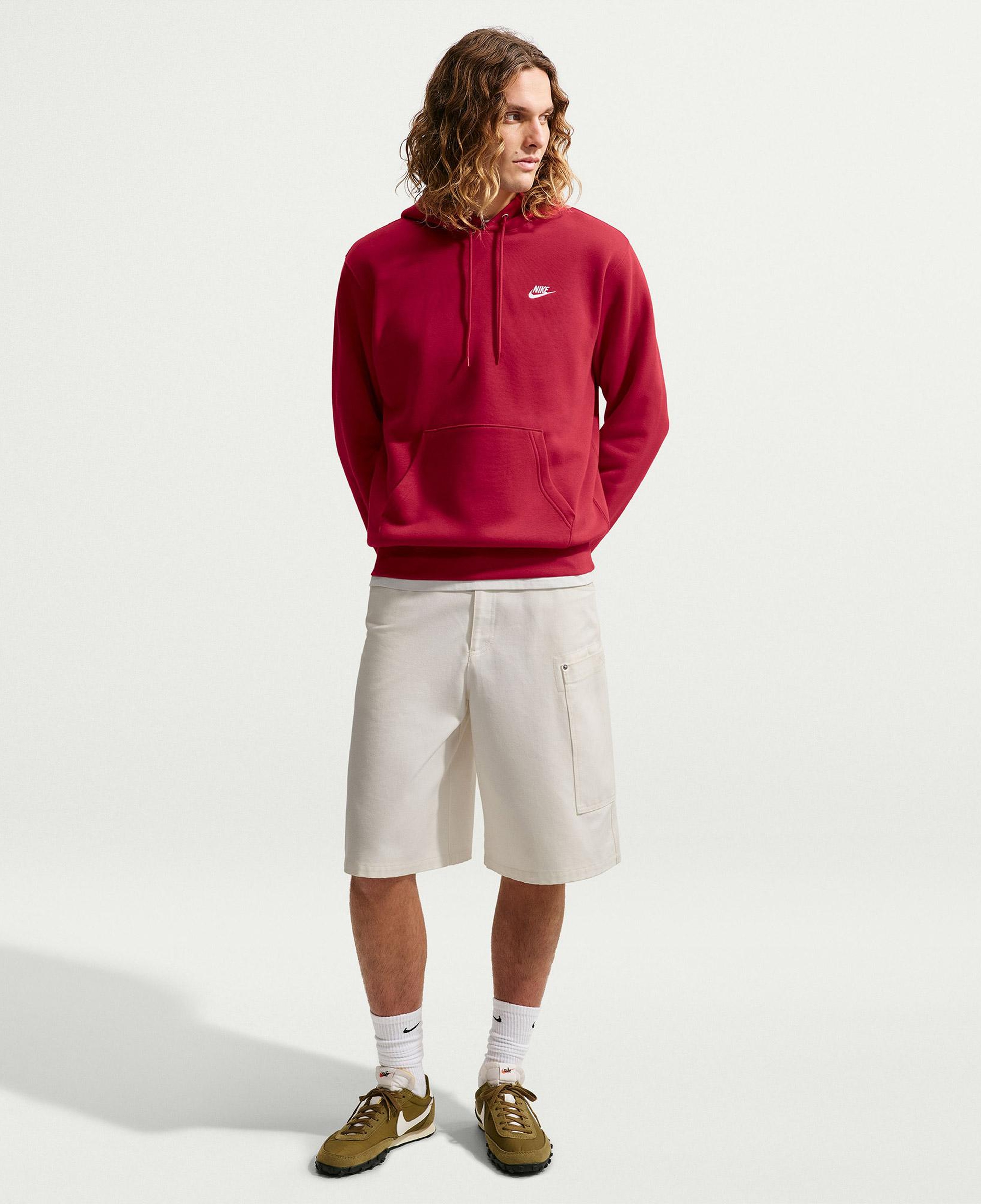 Nike Club Pullover Fleeece Erkek Kırmızı Hoodie