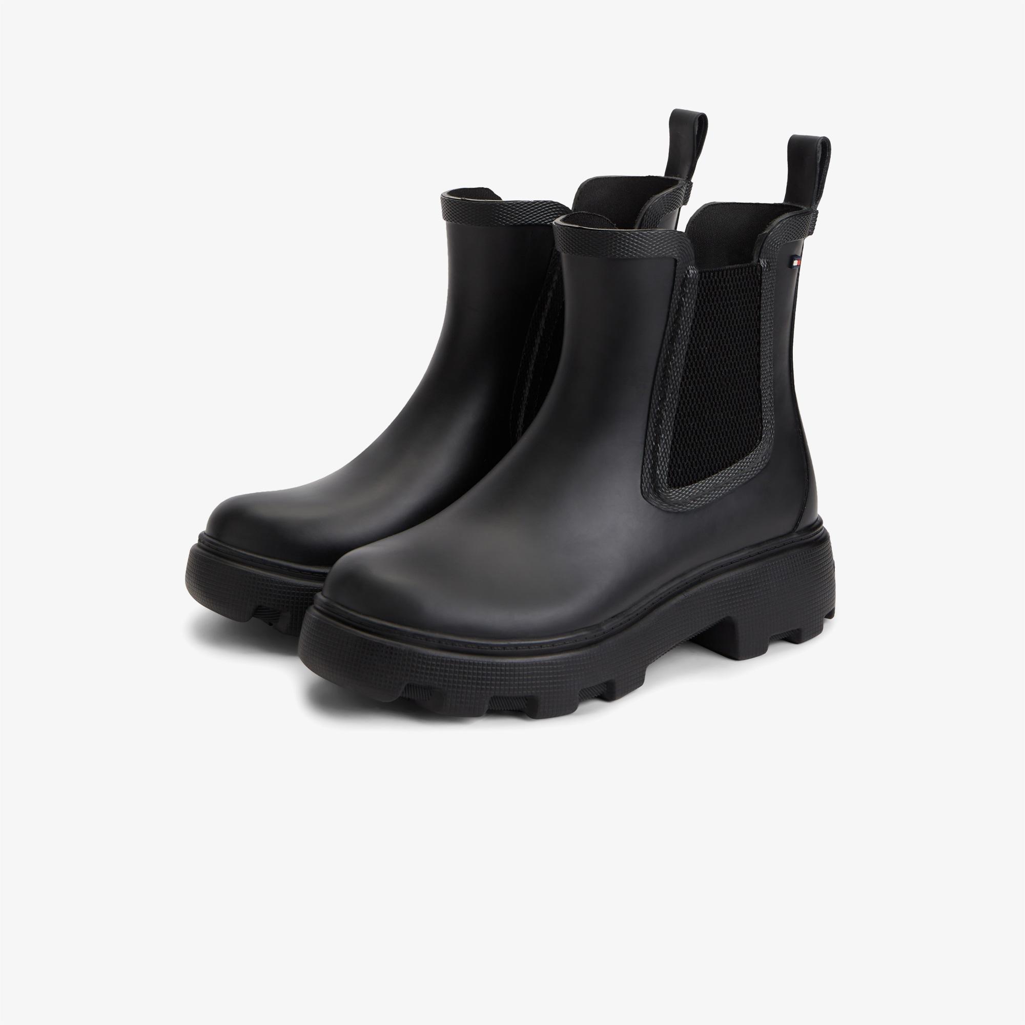 Tommy Hilfiger Rubber Flag Cleated Kadın Siyah Bot