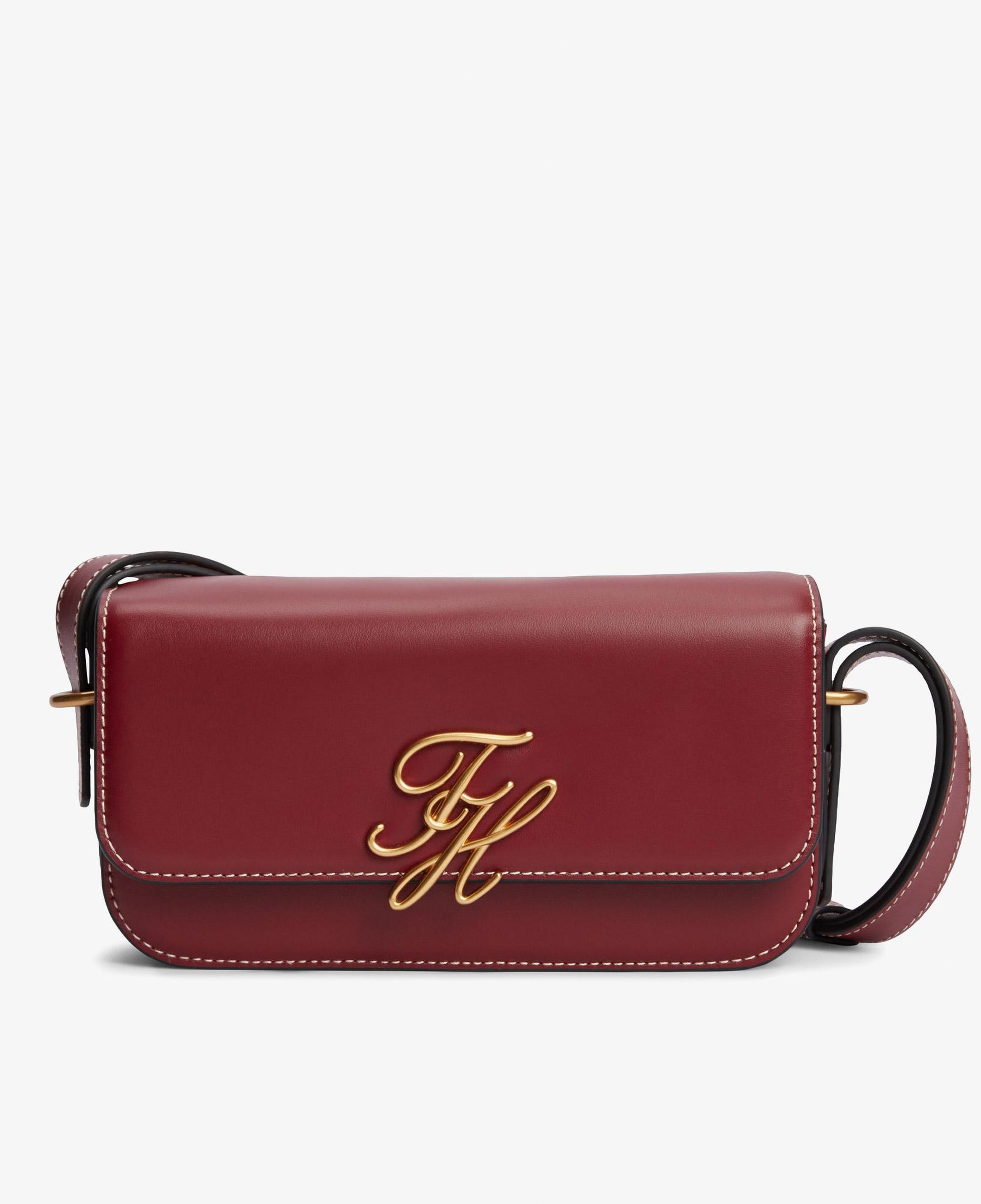 Tommy Hilfiger Script Leather Flap Crossover Kadın Kırmızı El Çantası