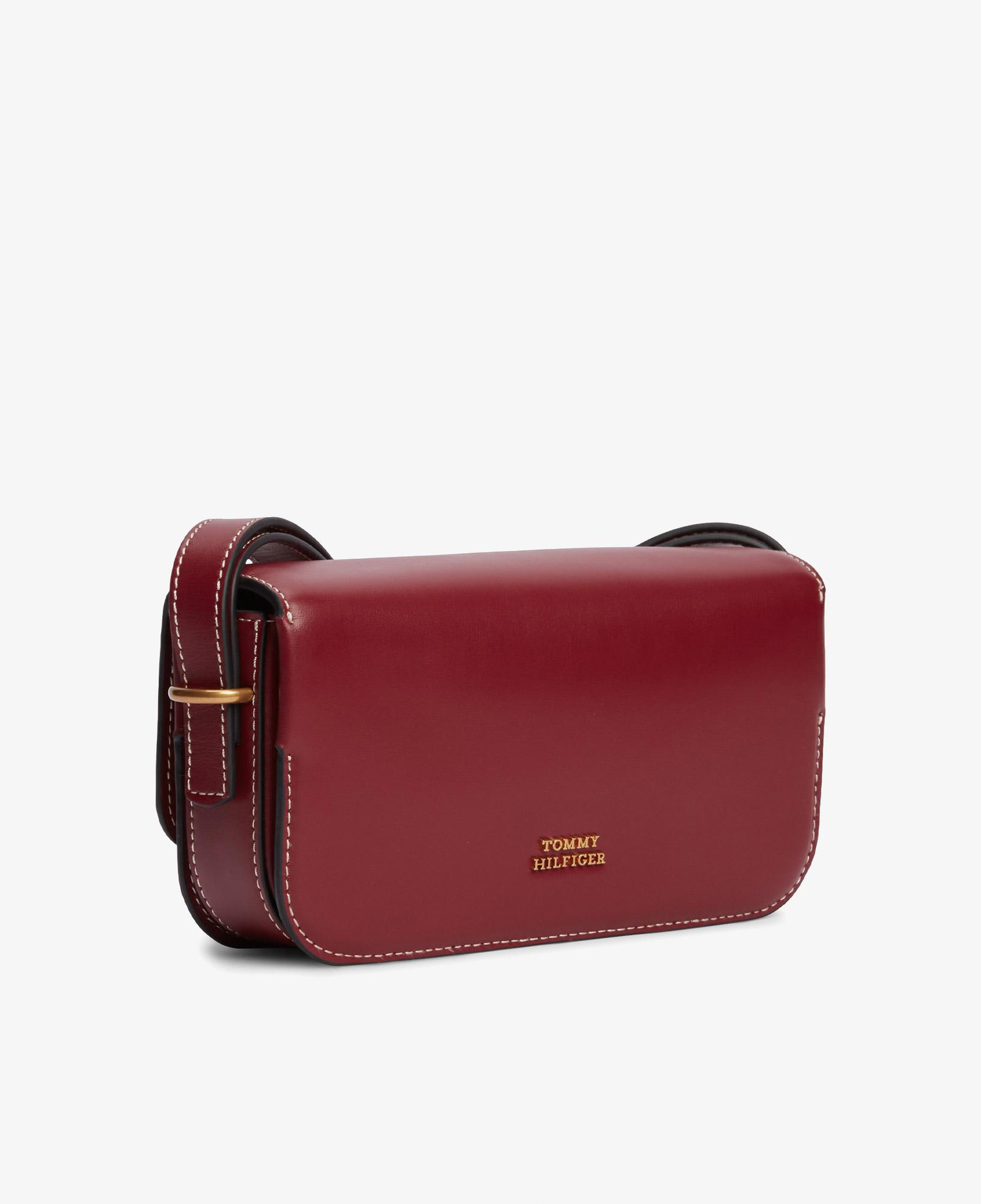 Tommy Hilfiger Script Leather Flap Crossover Kadın Kırmızı El Çantası