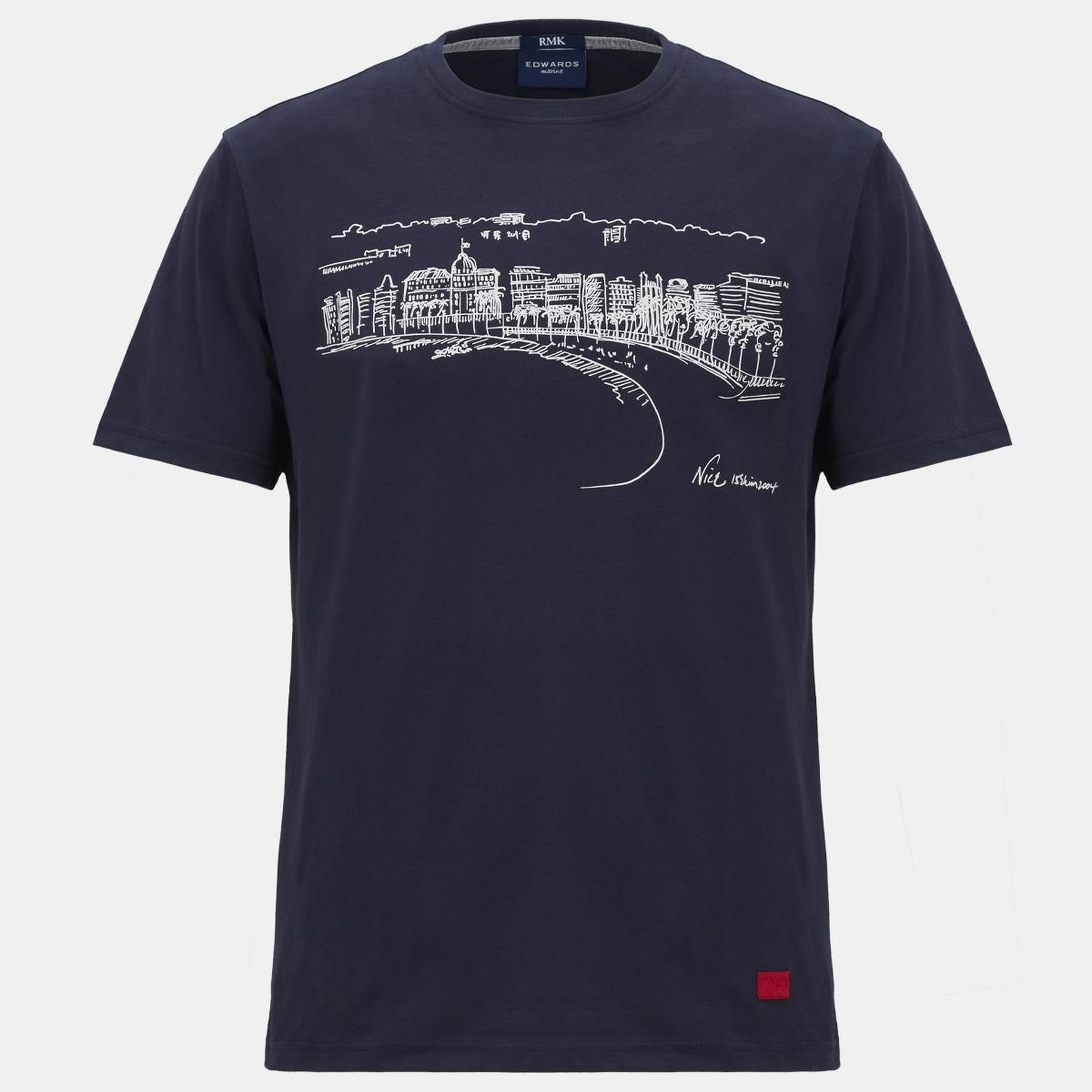 Erkek Lacivert Nice Baskılı Bisiklet Yaka T-Shirt