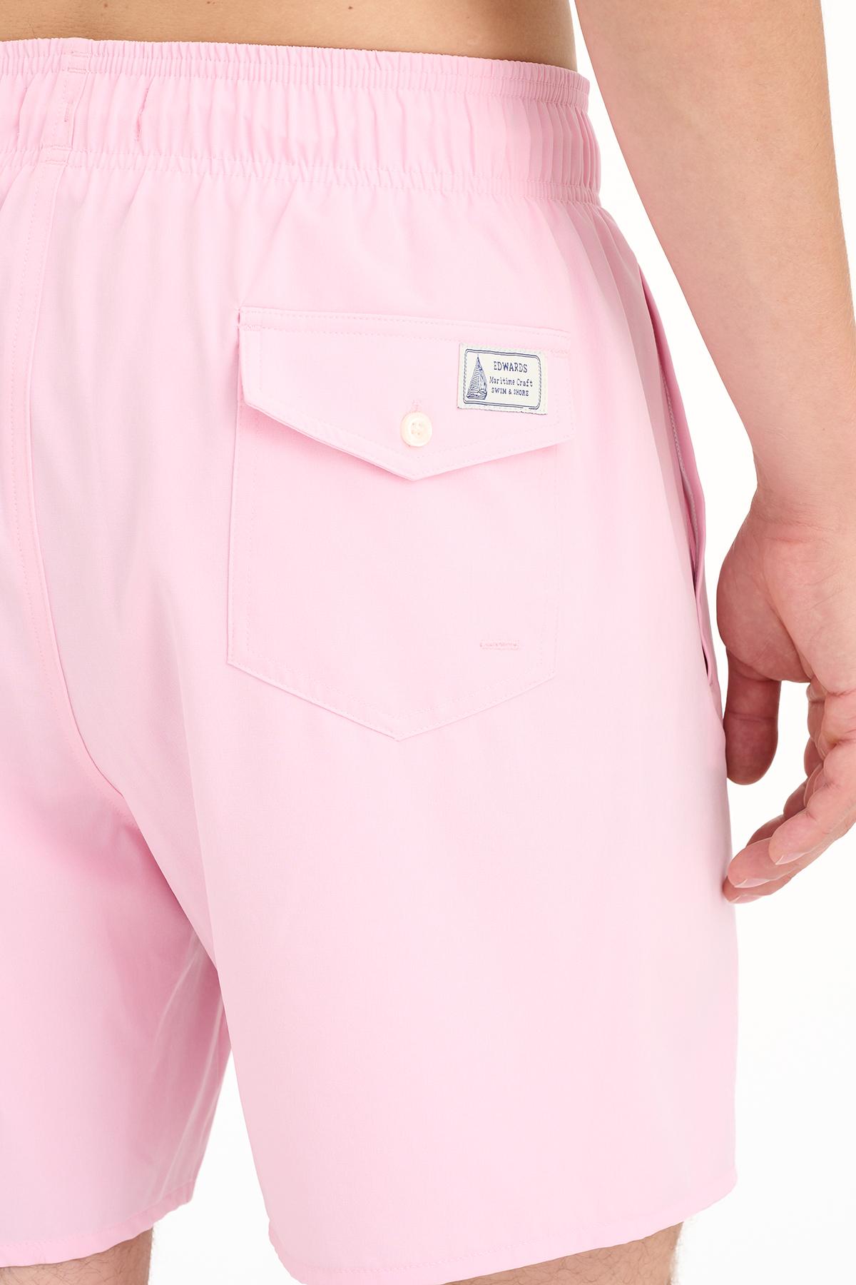Erkek Pembe Düz Renk Deniz Şortu