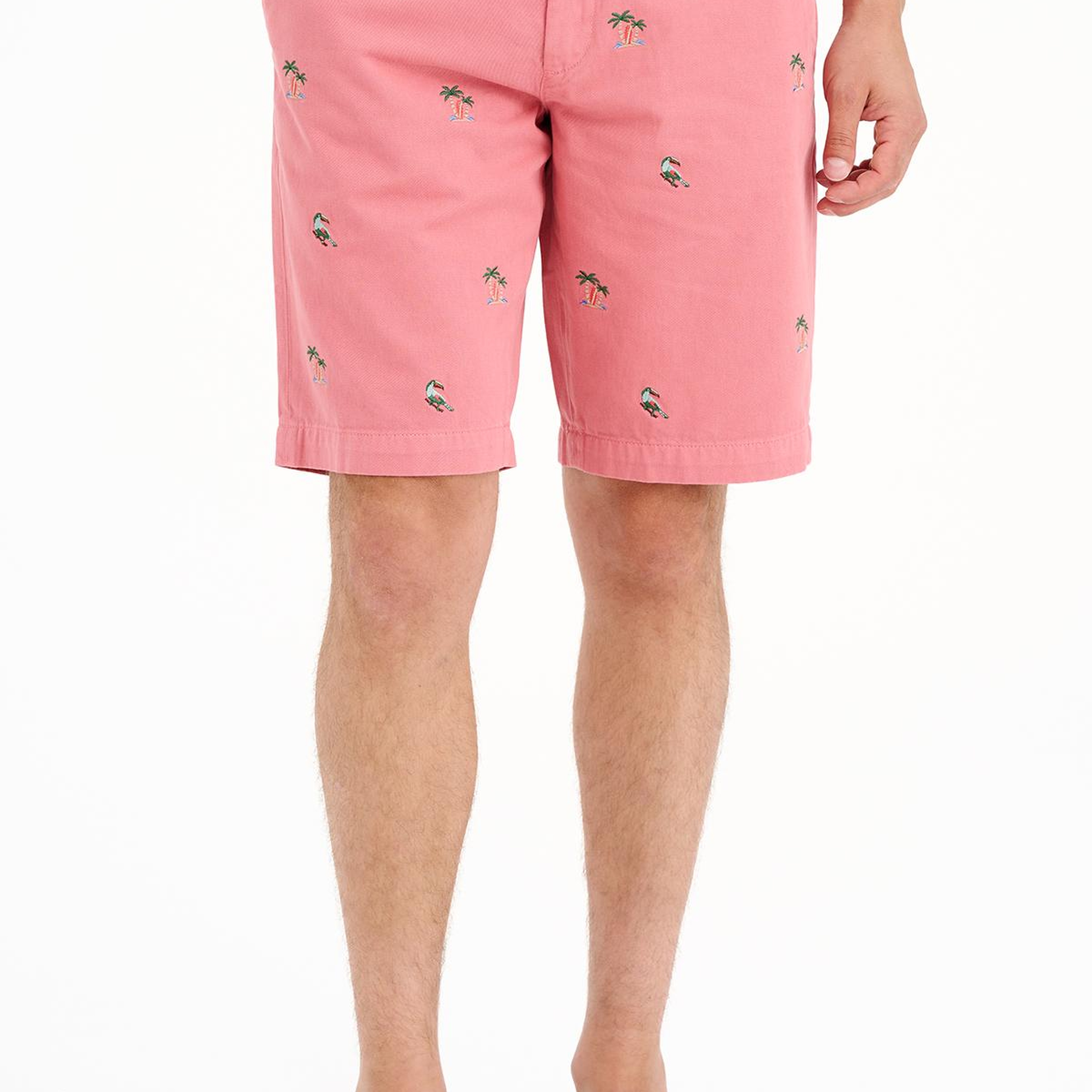 Erkek Pembe Nakışlı Bermuda Şort