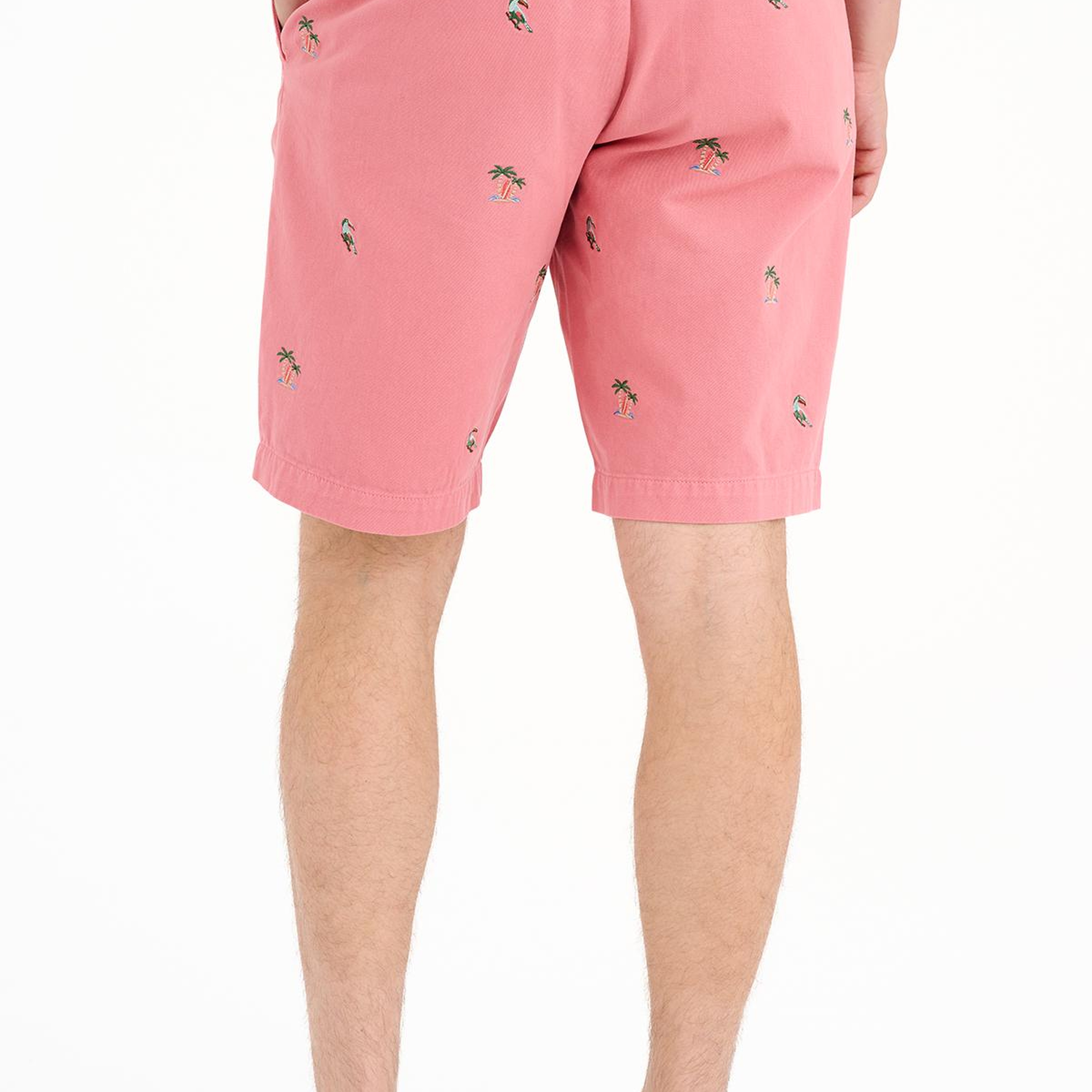Erkek Pembe Nakışlı Bermuda Şort
