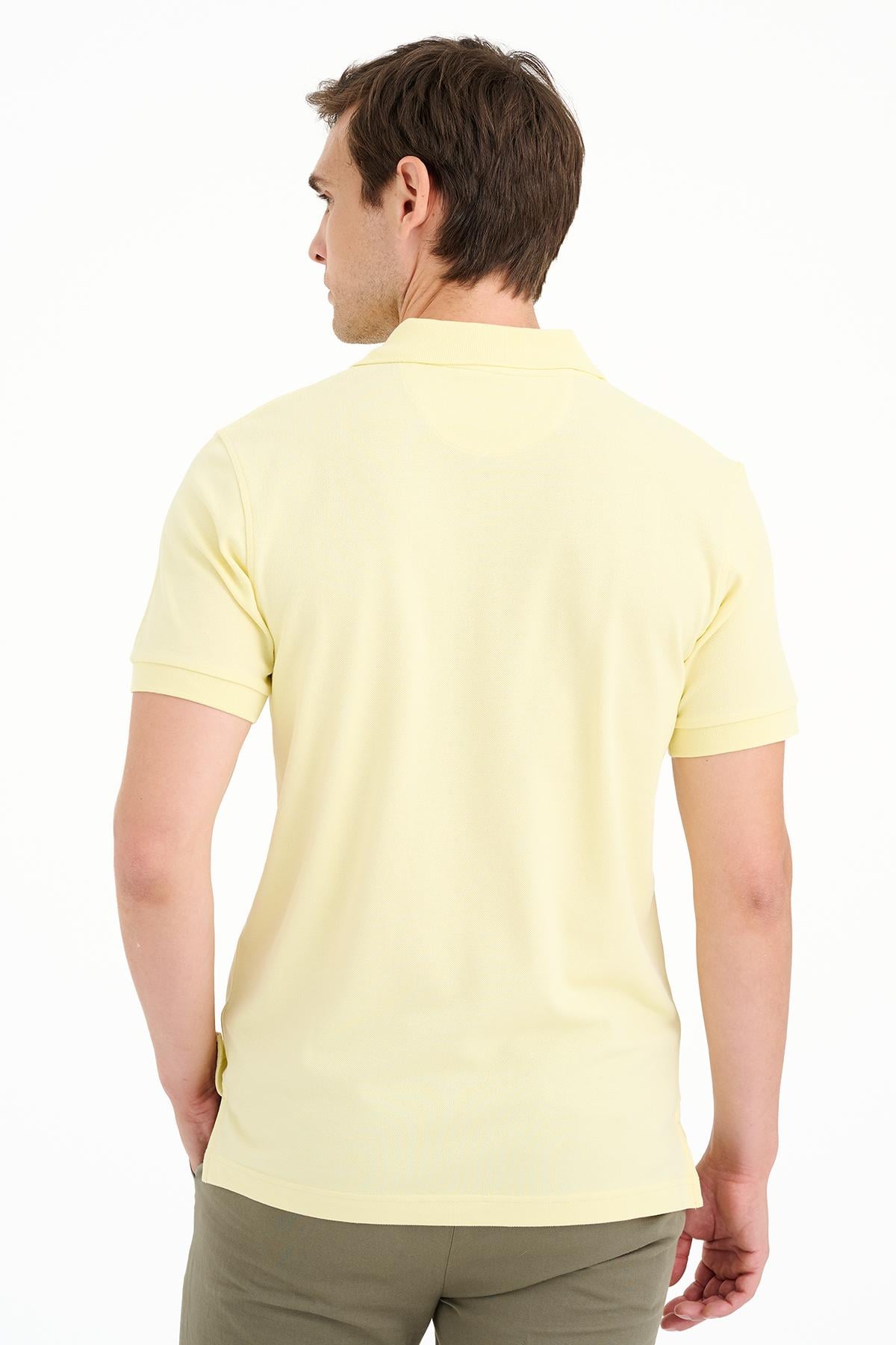Erkek Açık Sarı Pike Polo Yaka T-Shirt
