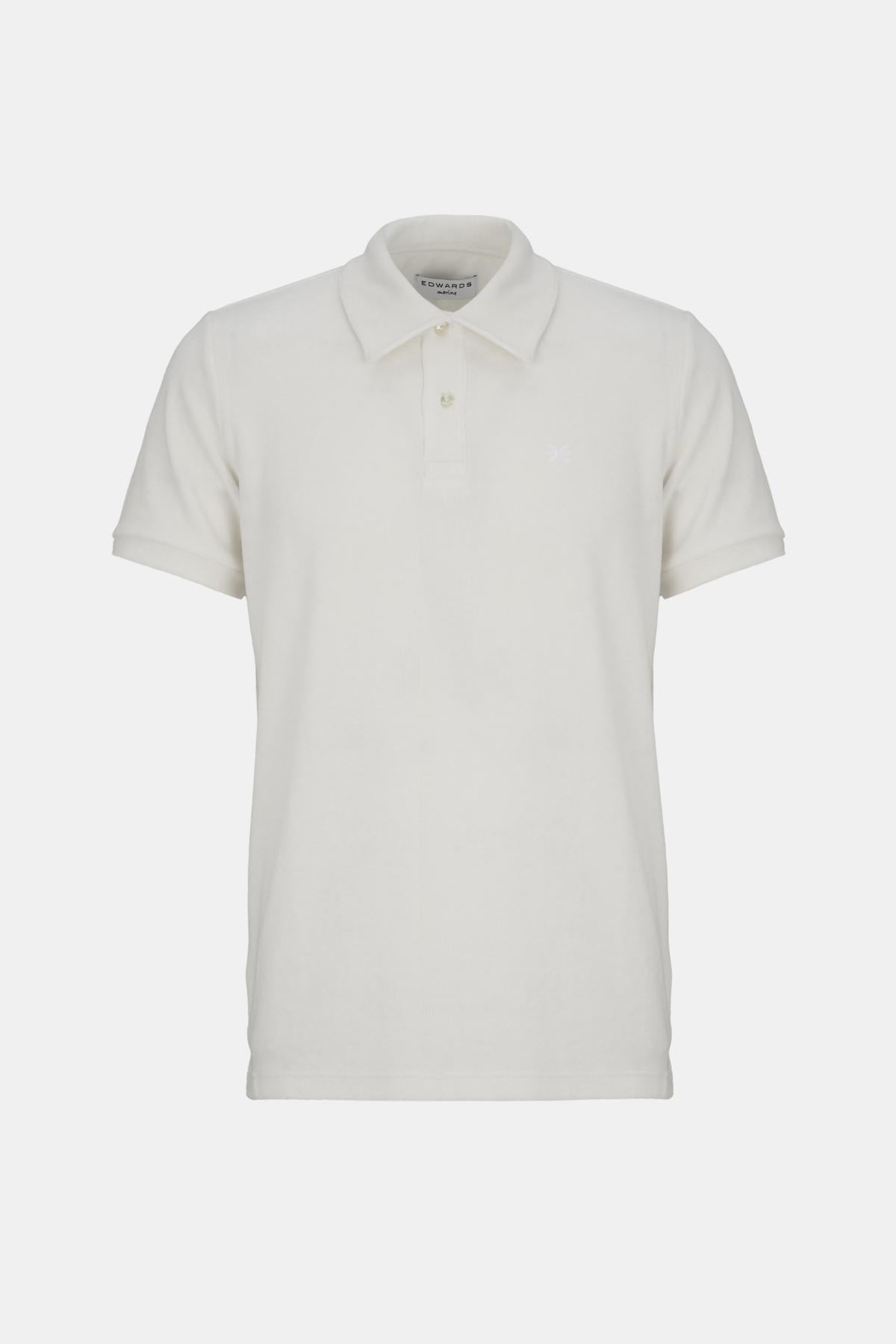 Erkek Beyaz Polo Yaka Havlu T-Shirt