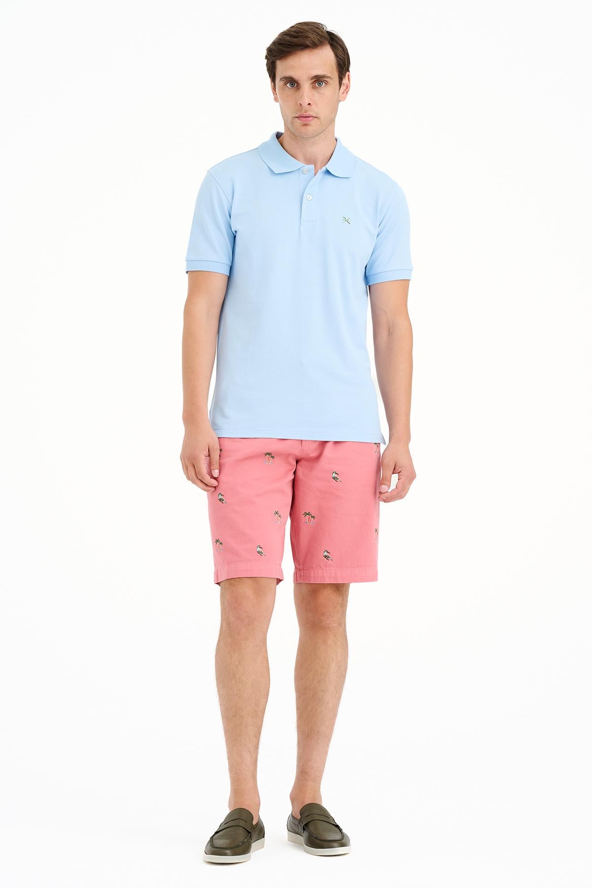 Erkek Mavi Pike Polo Yaka T-Shirt