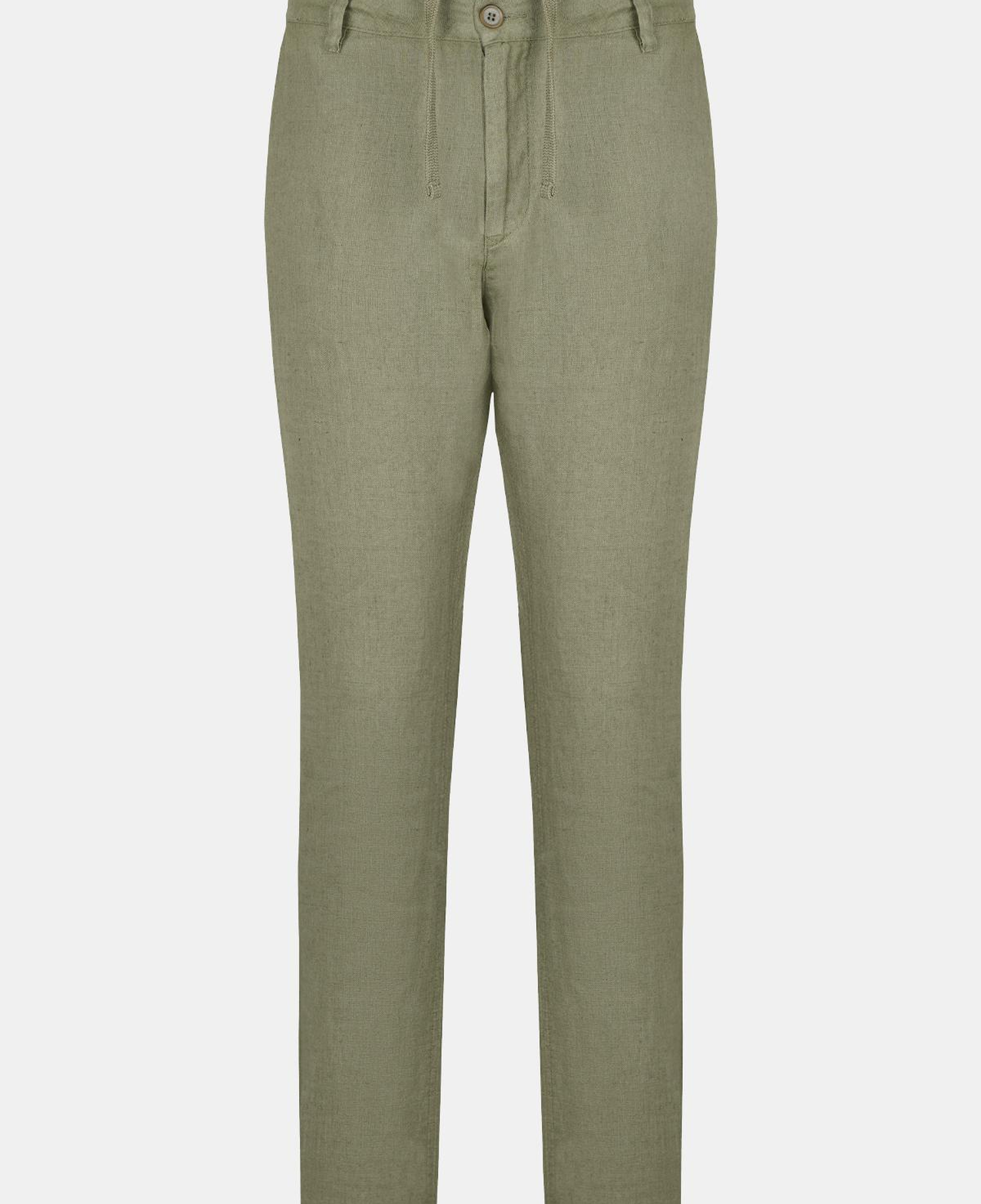 Erkek Haki Beli Büzgülü Keten Pantolon