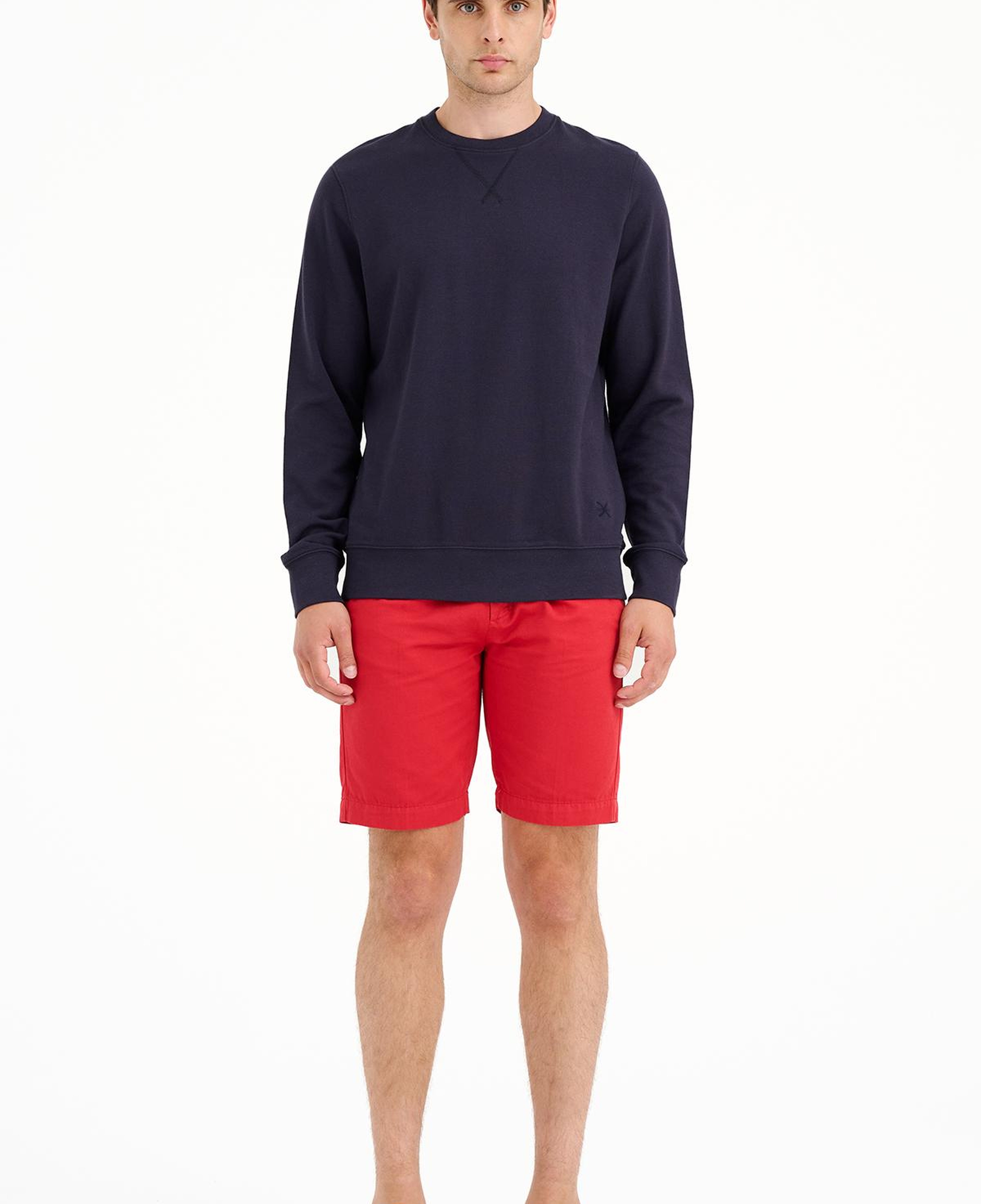 Erkek Lacivert Bisiklet Yaka Basic Sweatshirt