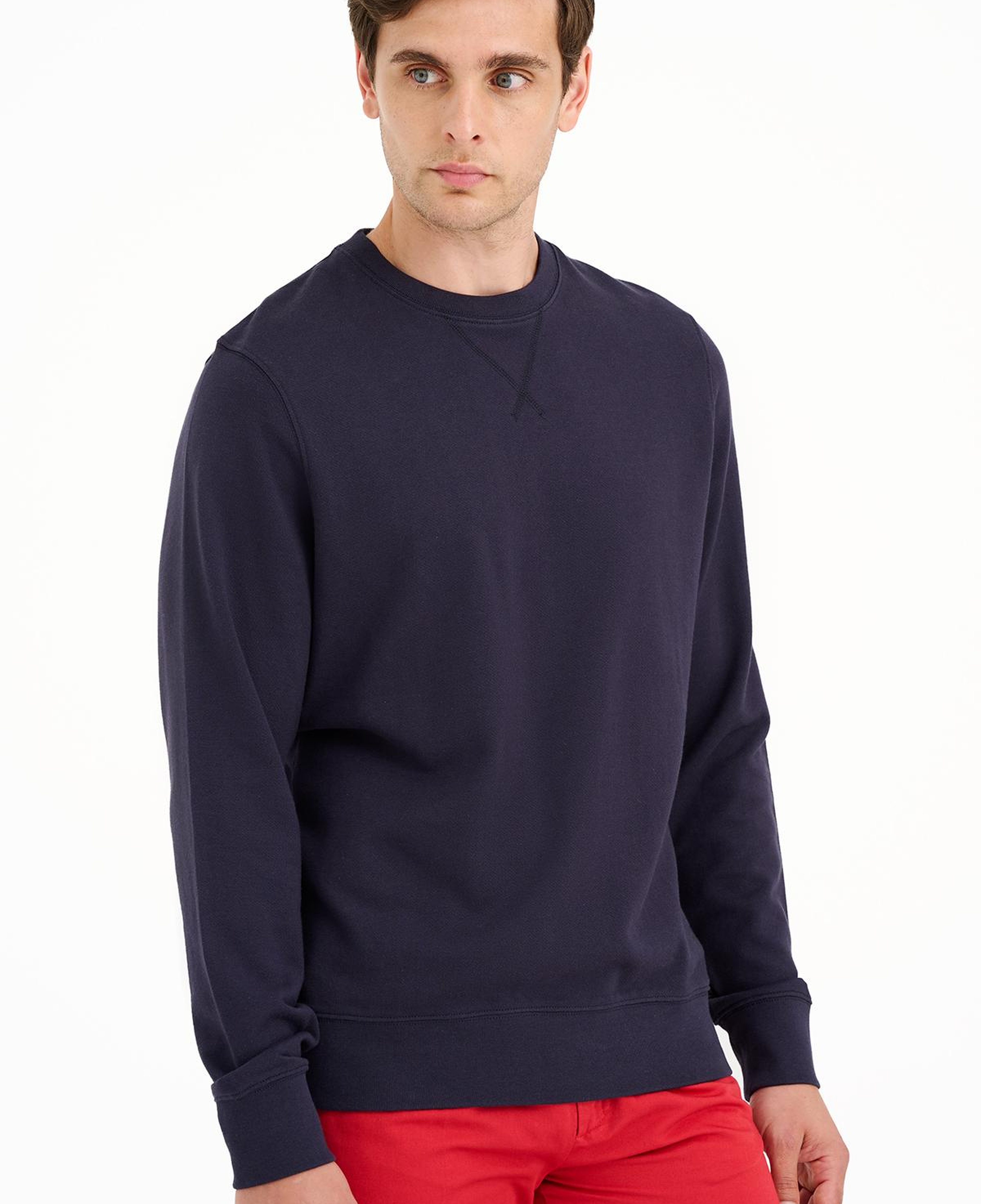 Erkek Lacivert Bisiklet Yaka Basic Sweatshirt