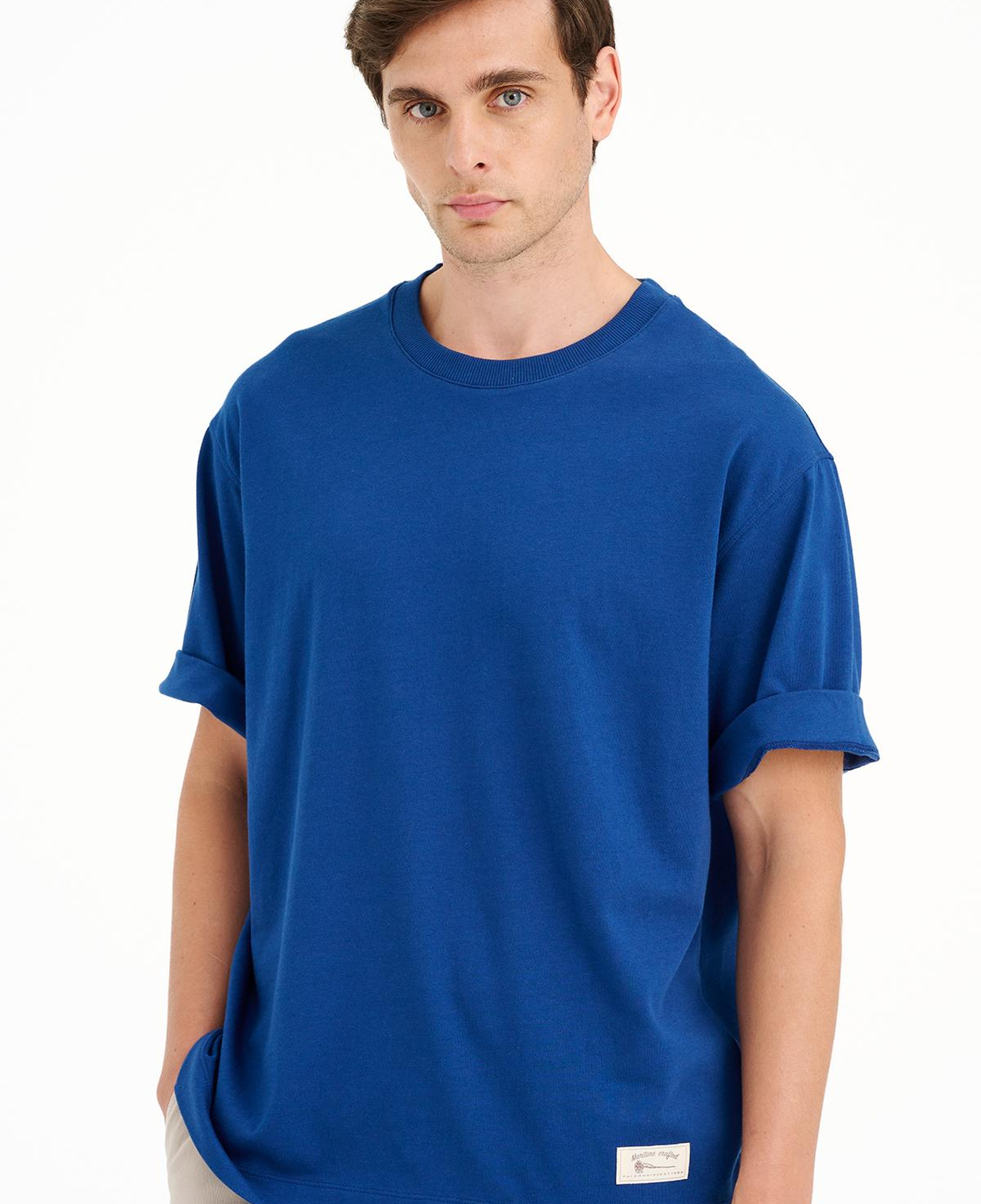 Erkek İndigo Bisiklet Yaka Heavy Jersey T-Shirt
