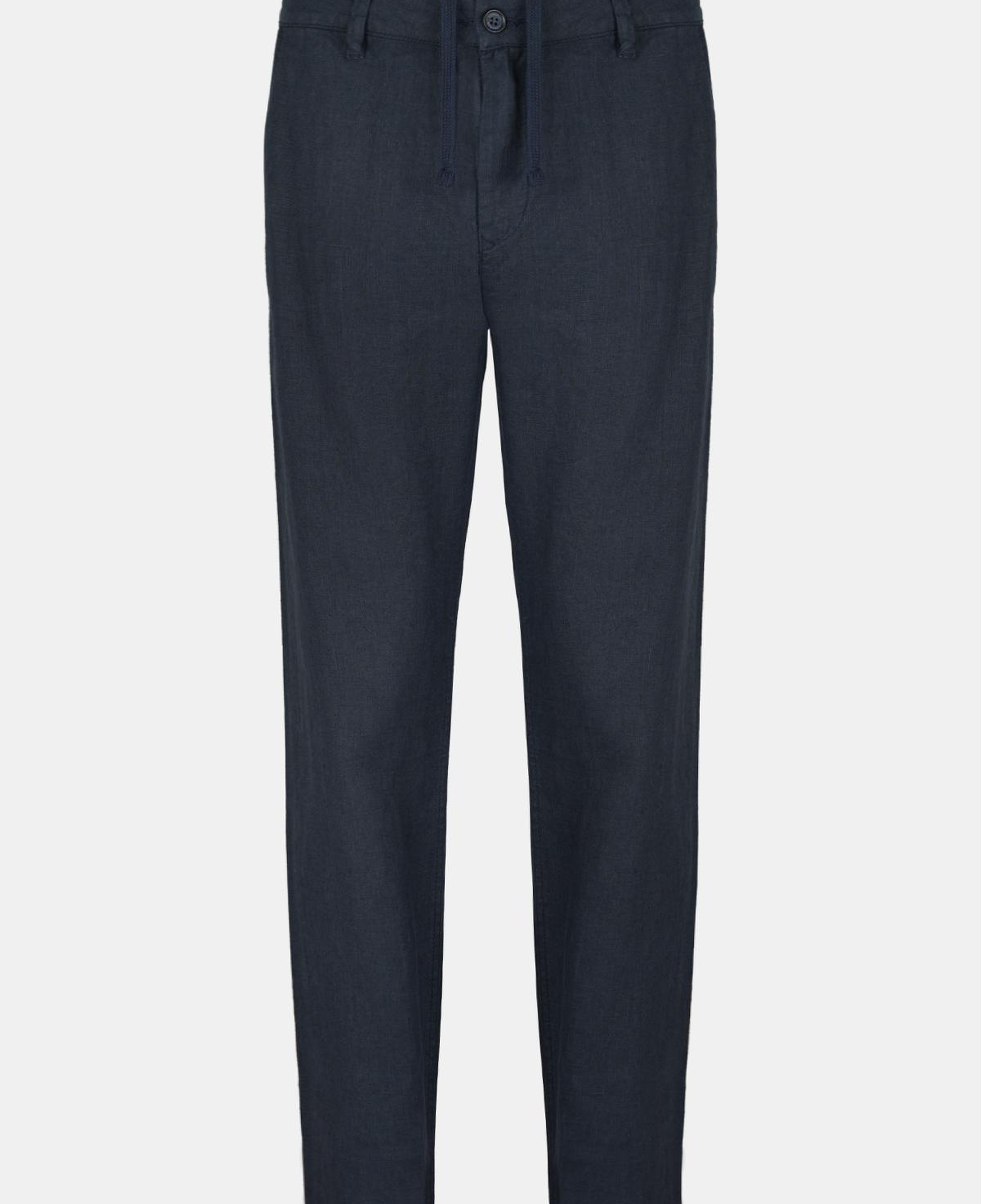 Erkek Lacivert Beli Büzgülü Keten Pantolon
