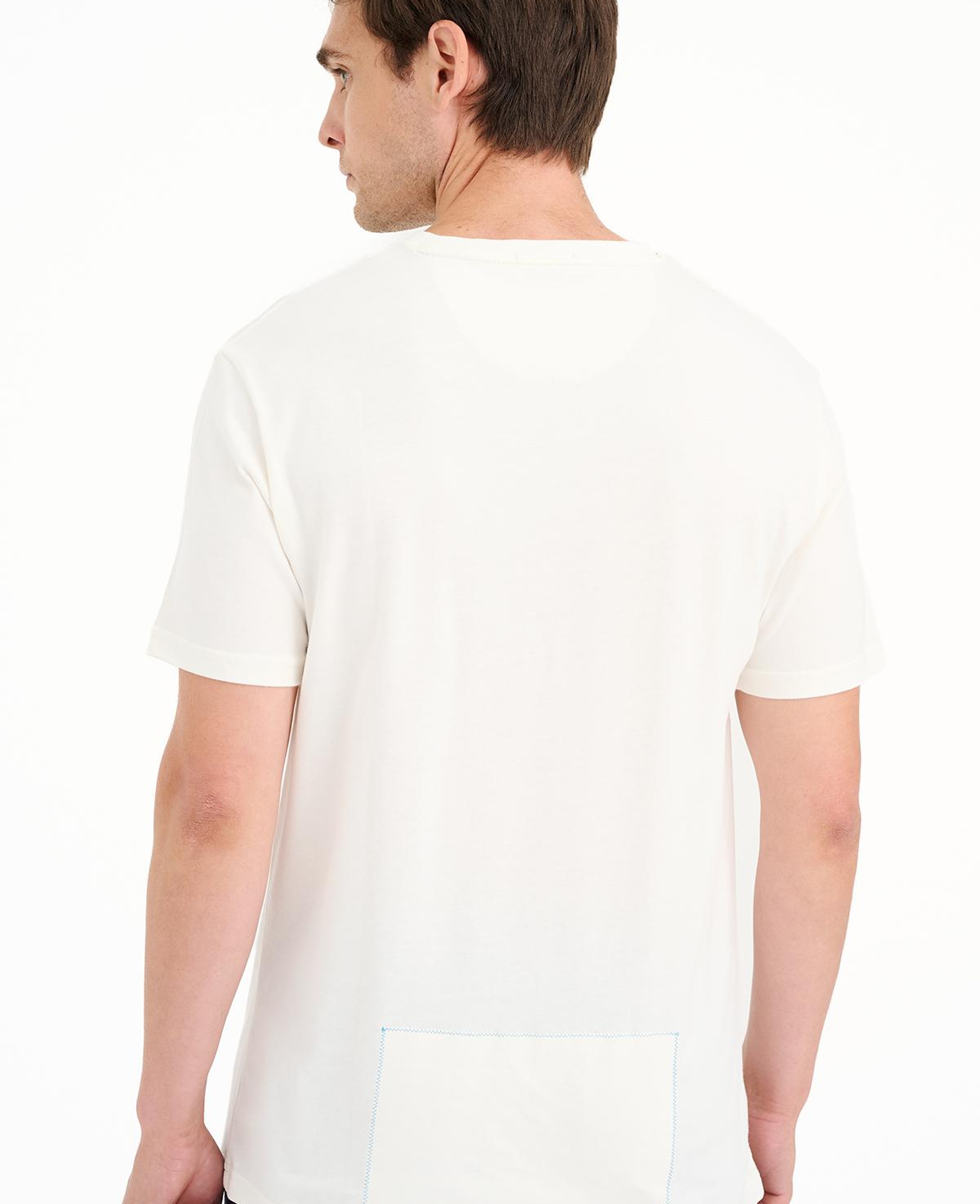 Erkek Beyaz Nice Baskılı Bisiklet Yaka T-Shirt