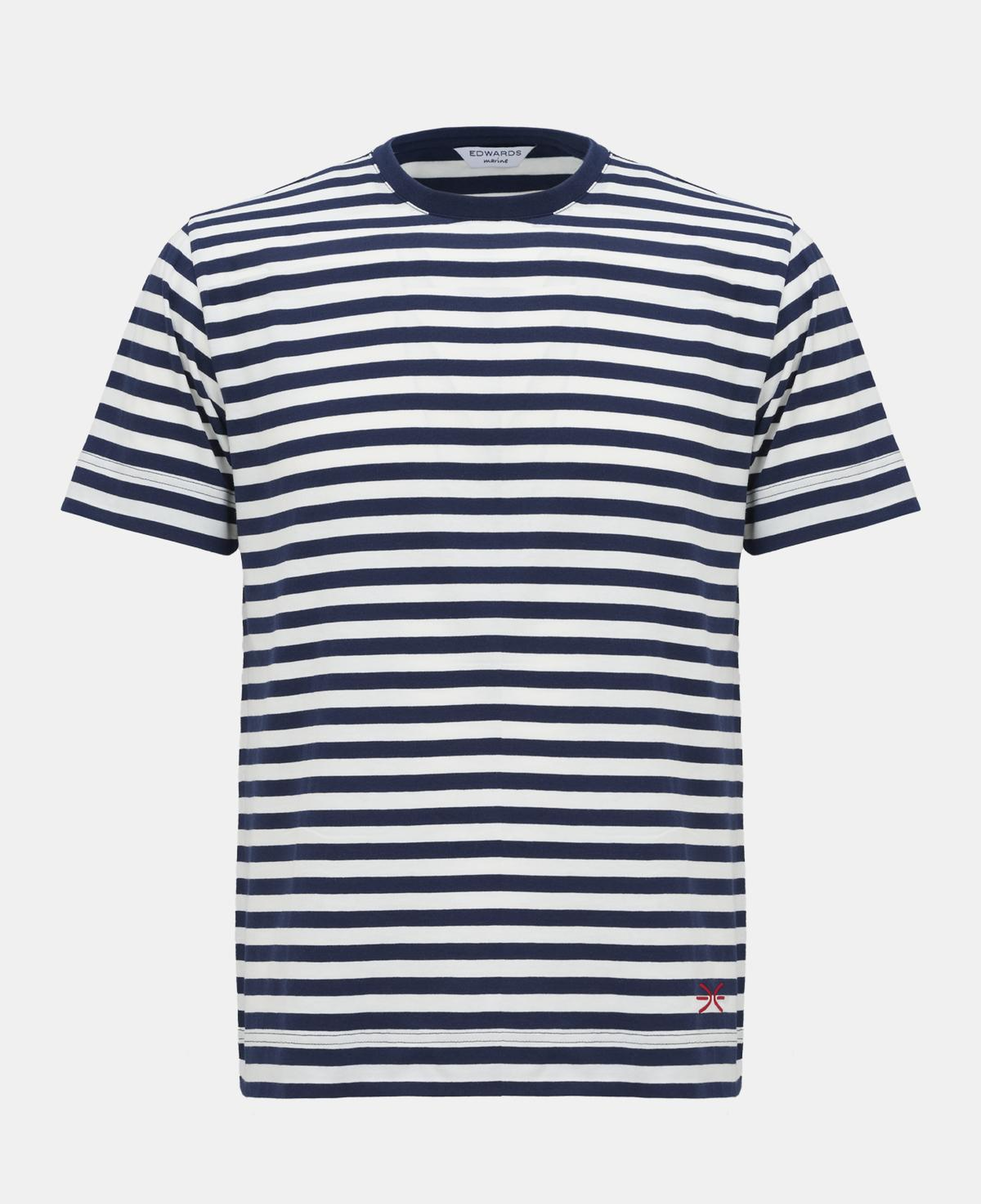 Erkek Lacivert Çizgili Bisiklet Yaka T-Shirt