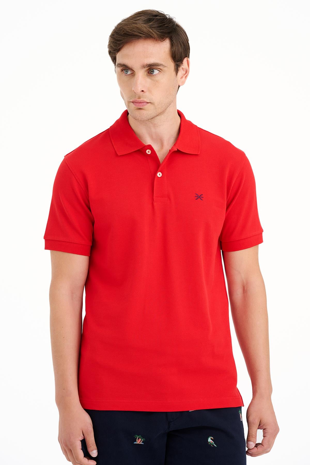 Erkek Kırmızı Pike Polo Yaka T-Shirt
