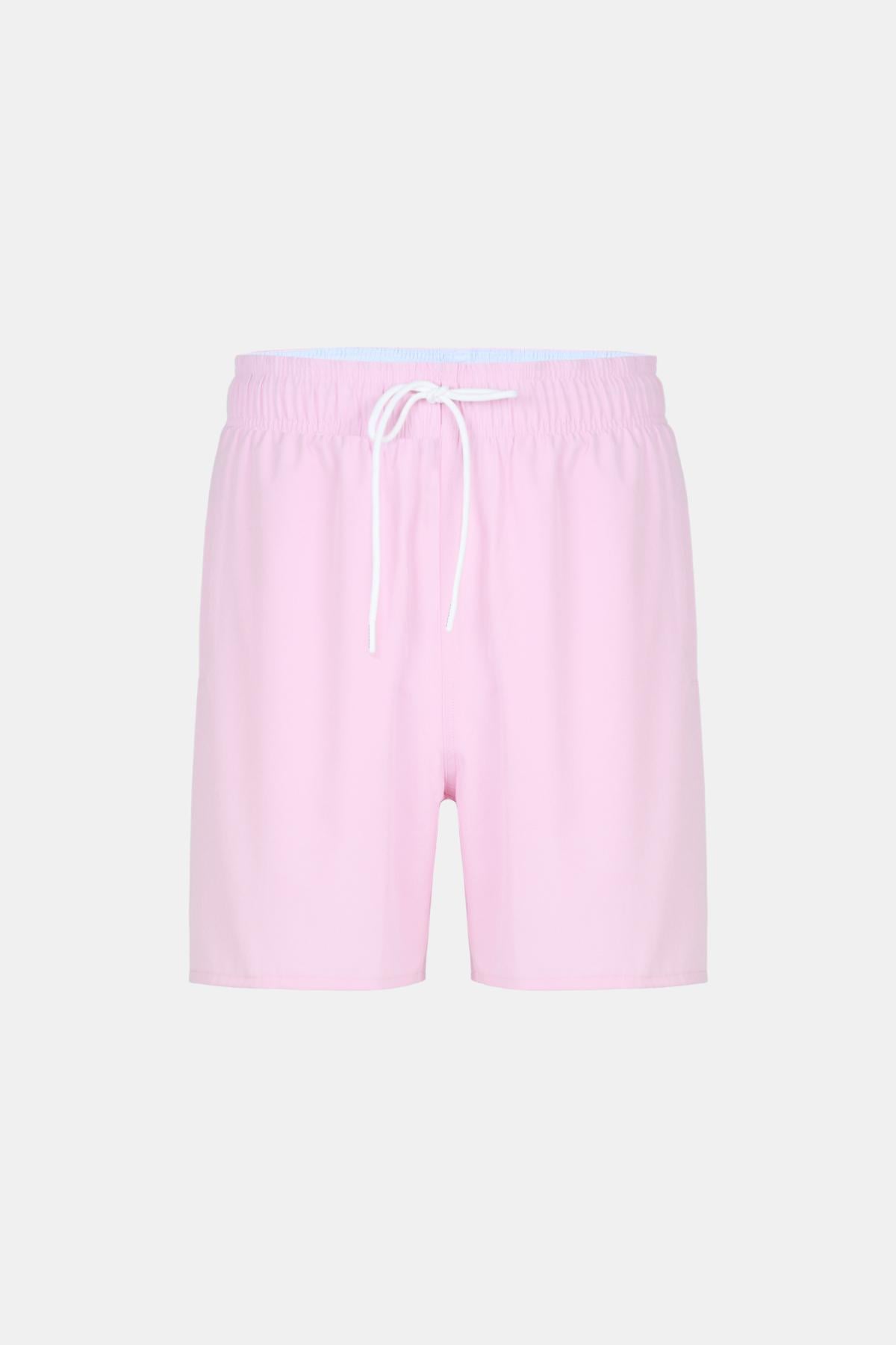 Erkek Pembe Düz Renk Deniz Şortu