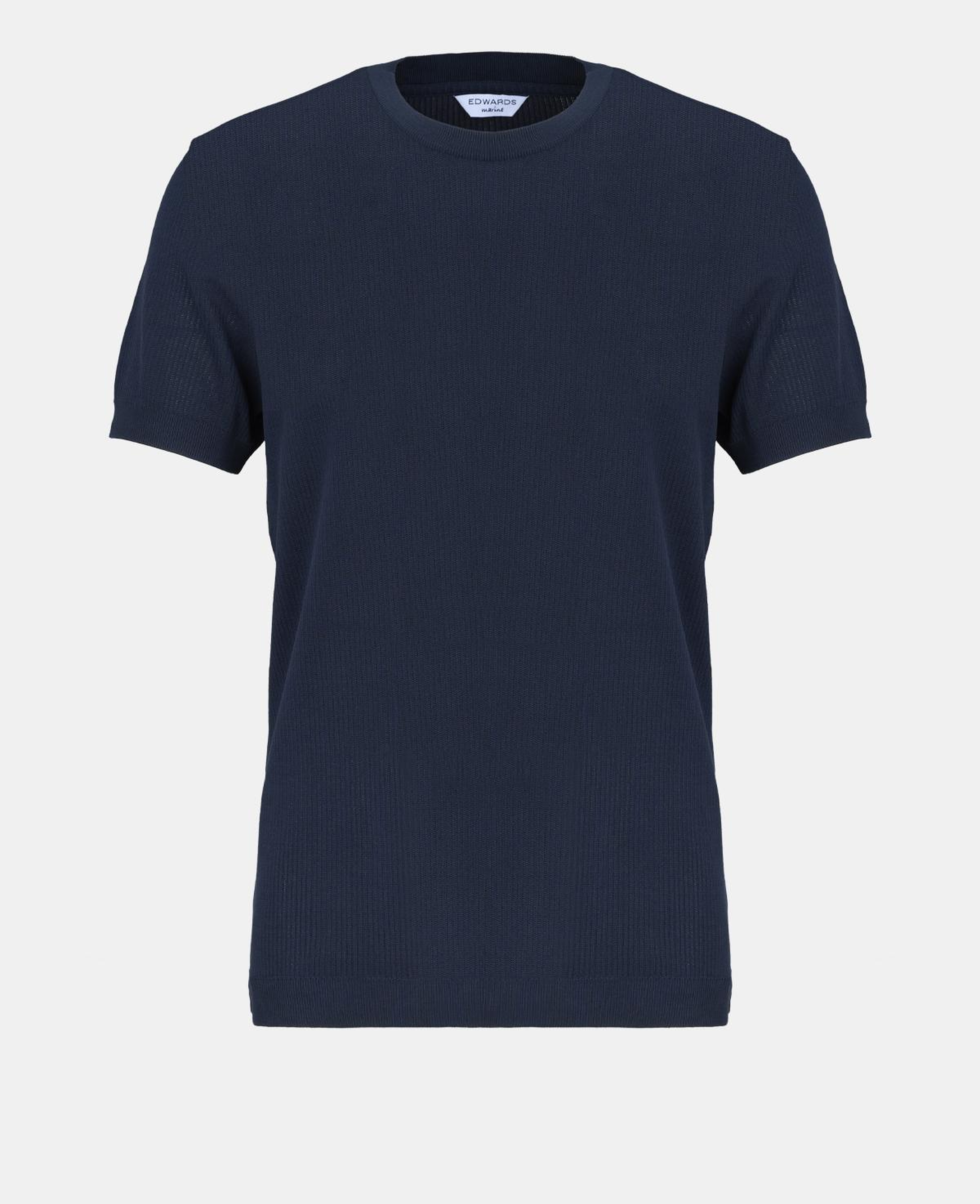 Erkek Lacivert Bisiklet Yaka Dokulu T-Shirt