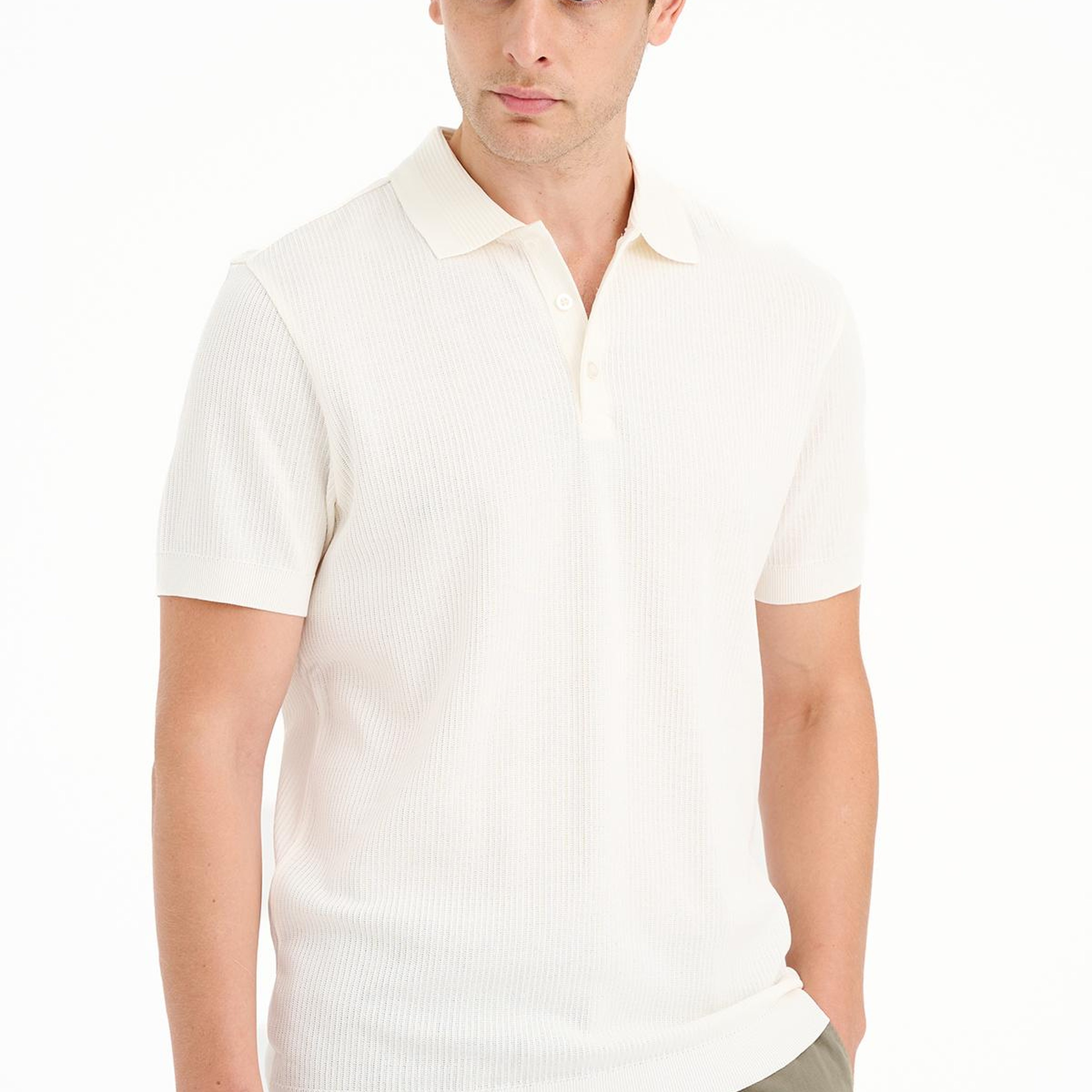Erkek Ekru Polo Yaka T-Shirt