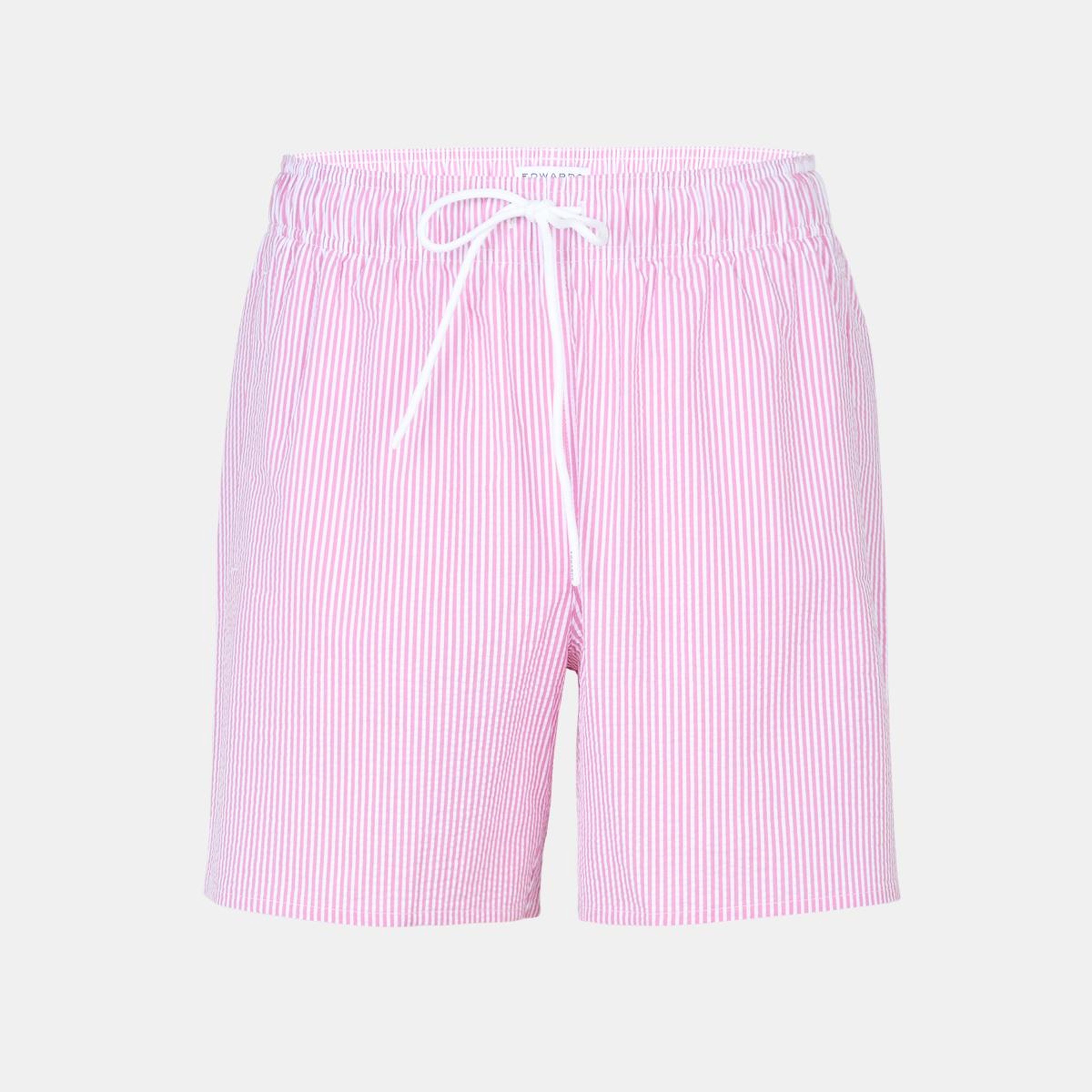 Erkek Pembe Çizgili Gofre Deniz Şortu