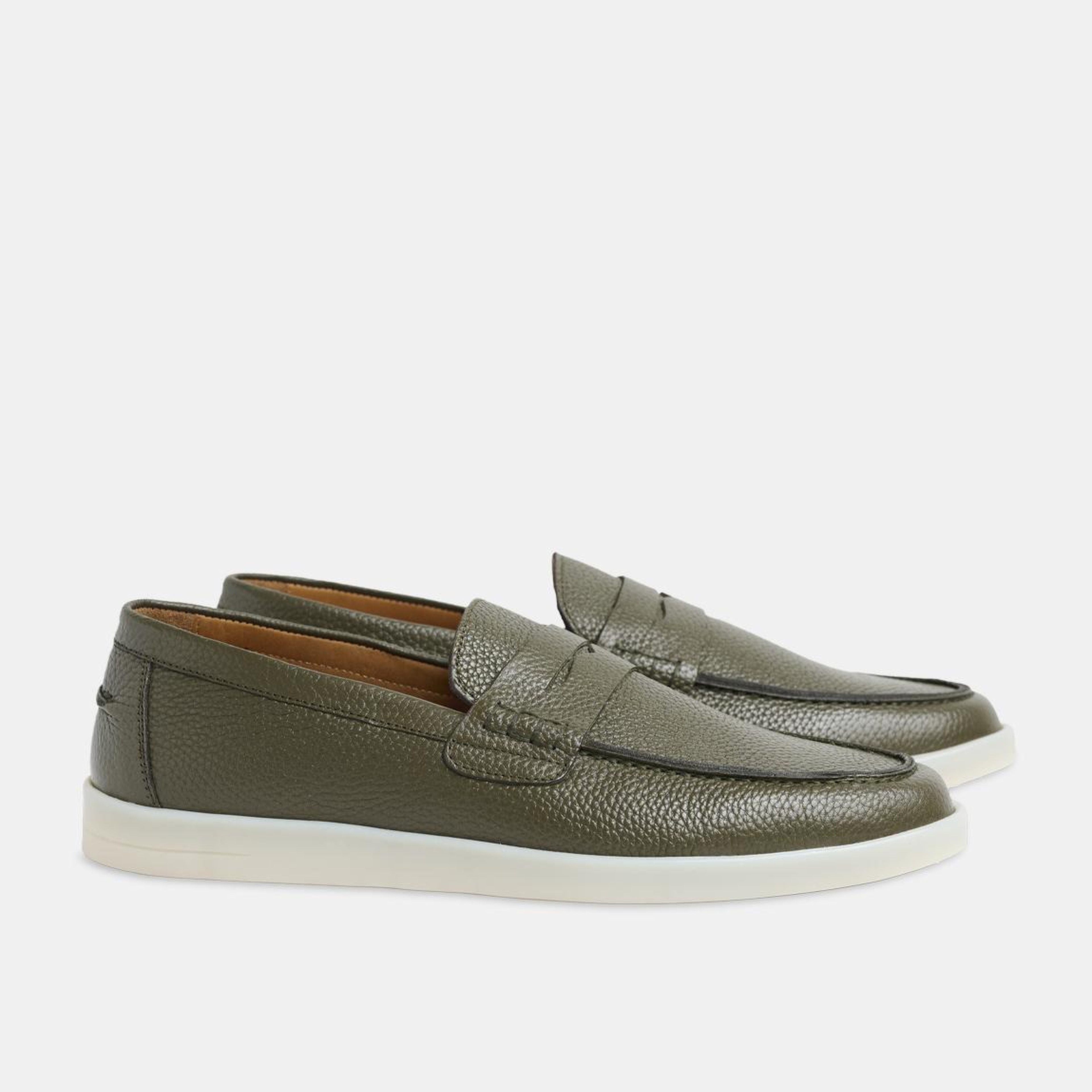 Erkek Haki Deri Loafer