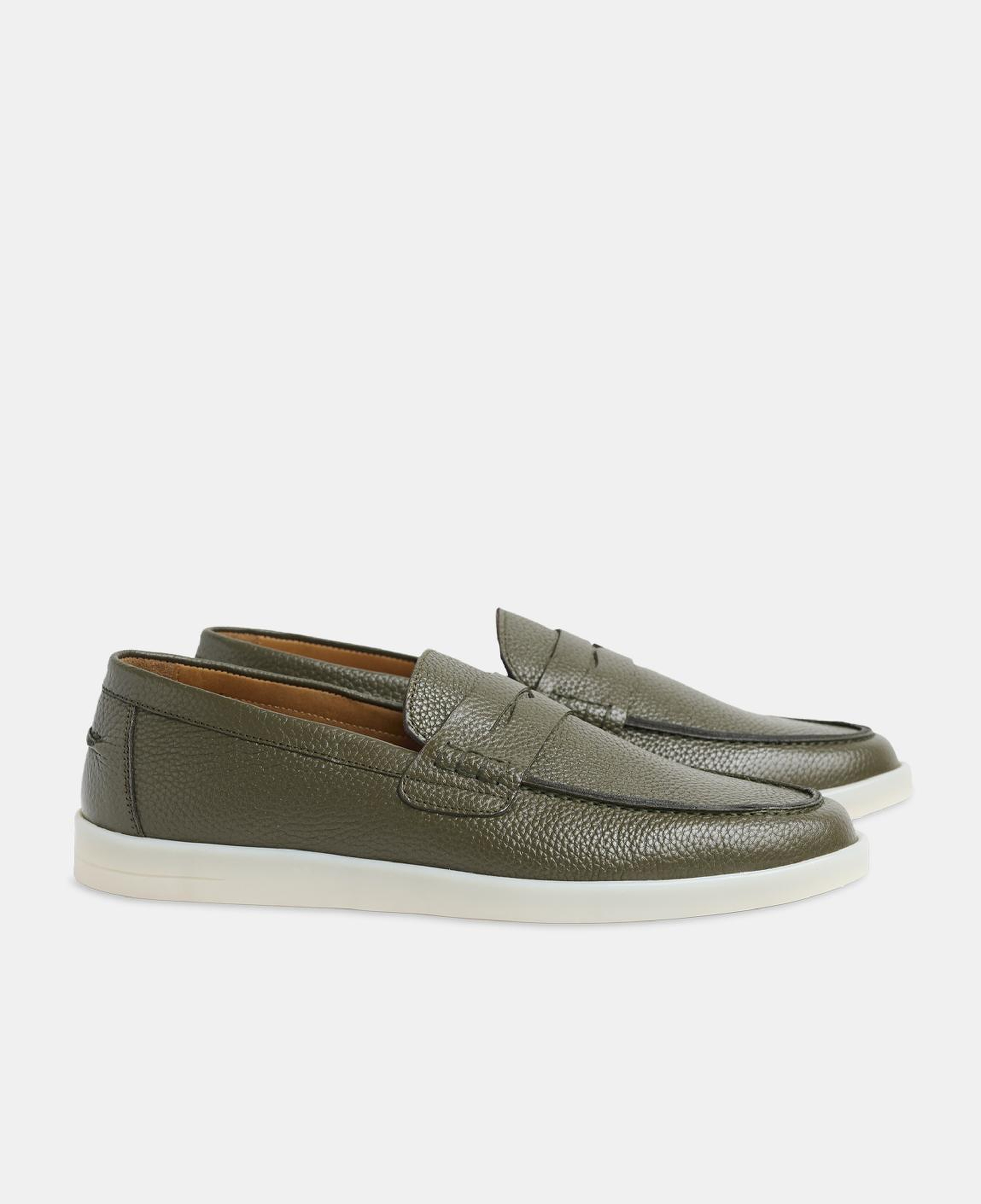 Erkek Haki Deri Loafer