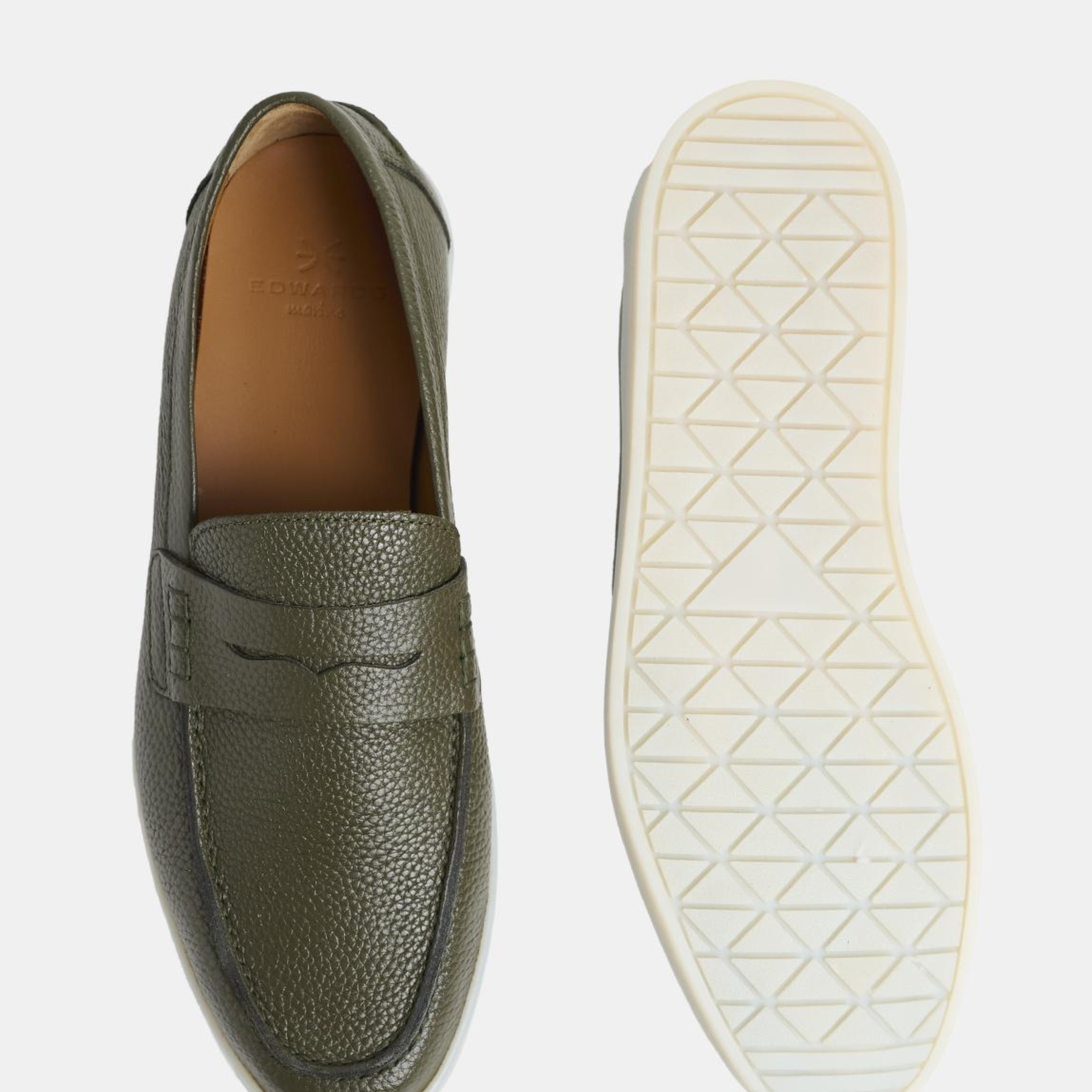 Erkek Haki Deri Loafer